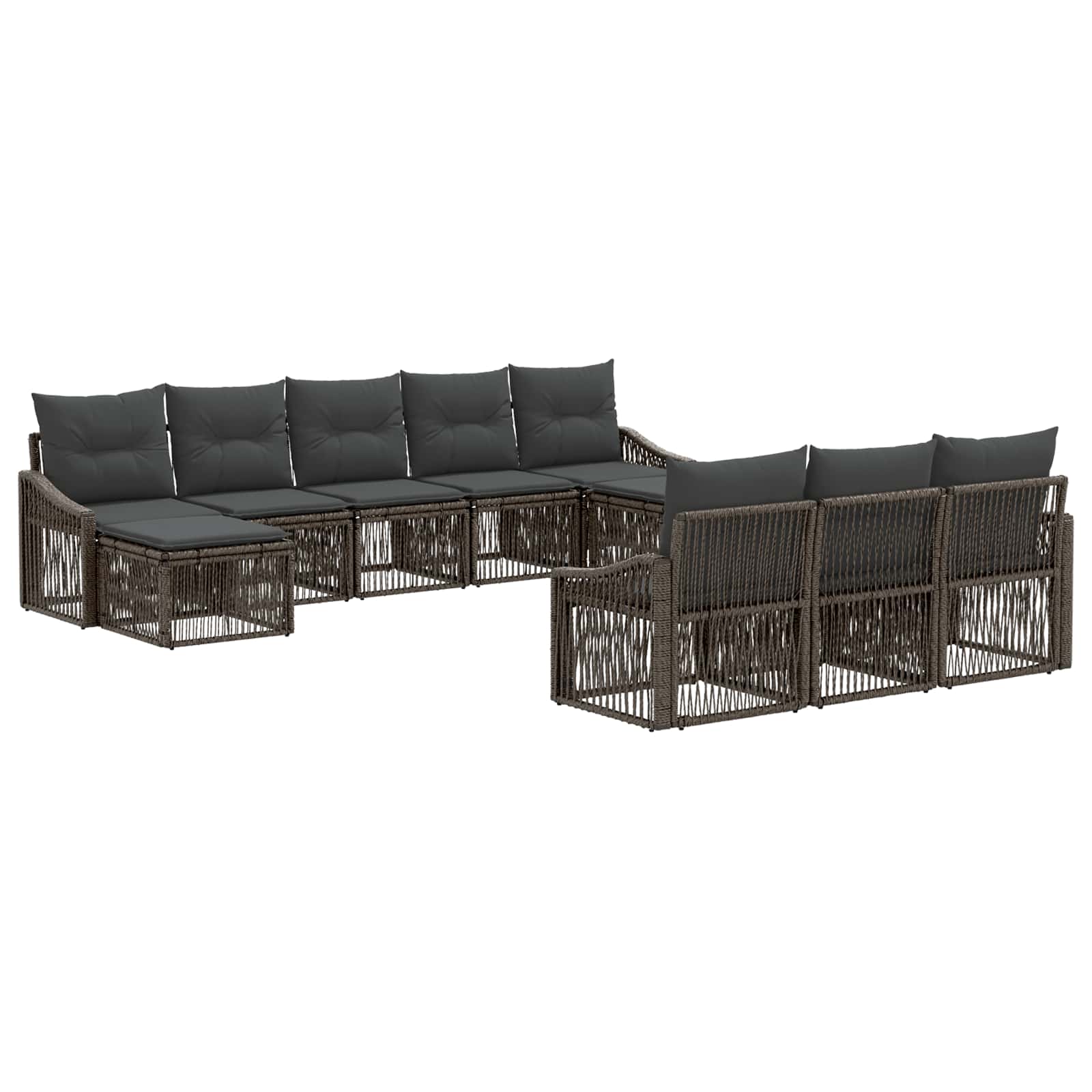 Tuinbankenset 10 pcs Grijs poly rattan – afbeelding 2
