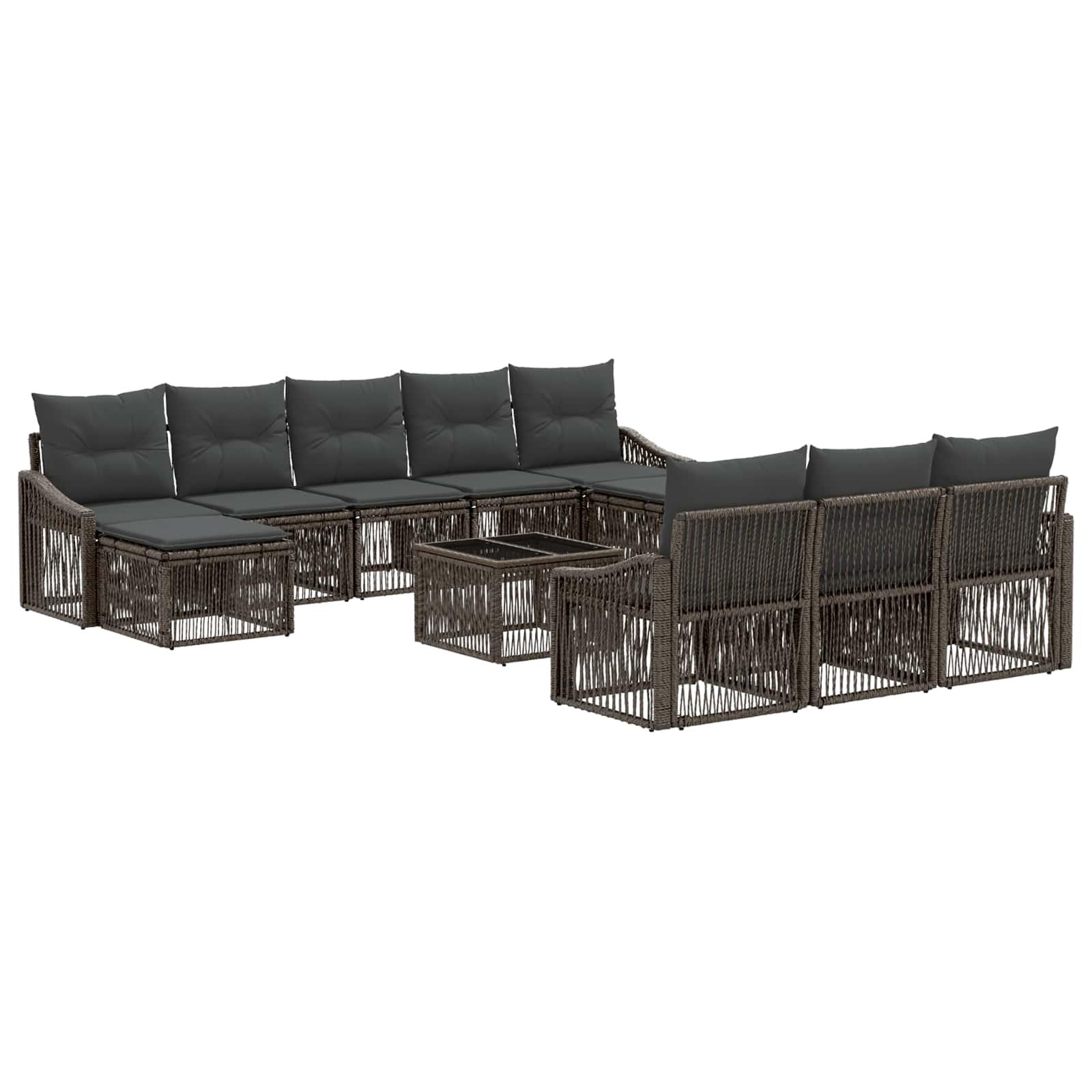 Tuinbankenset 11 pcs Grijs poly rattan – afbeelding 2