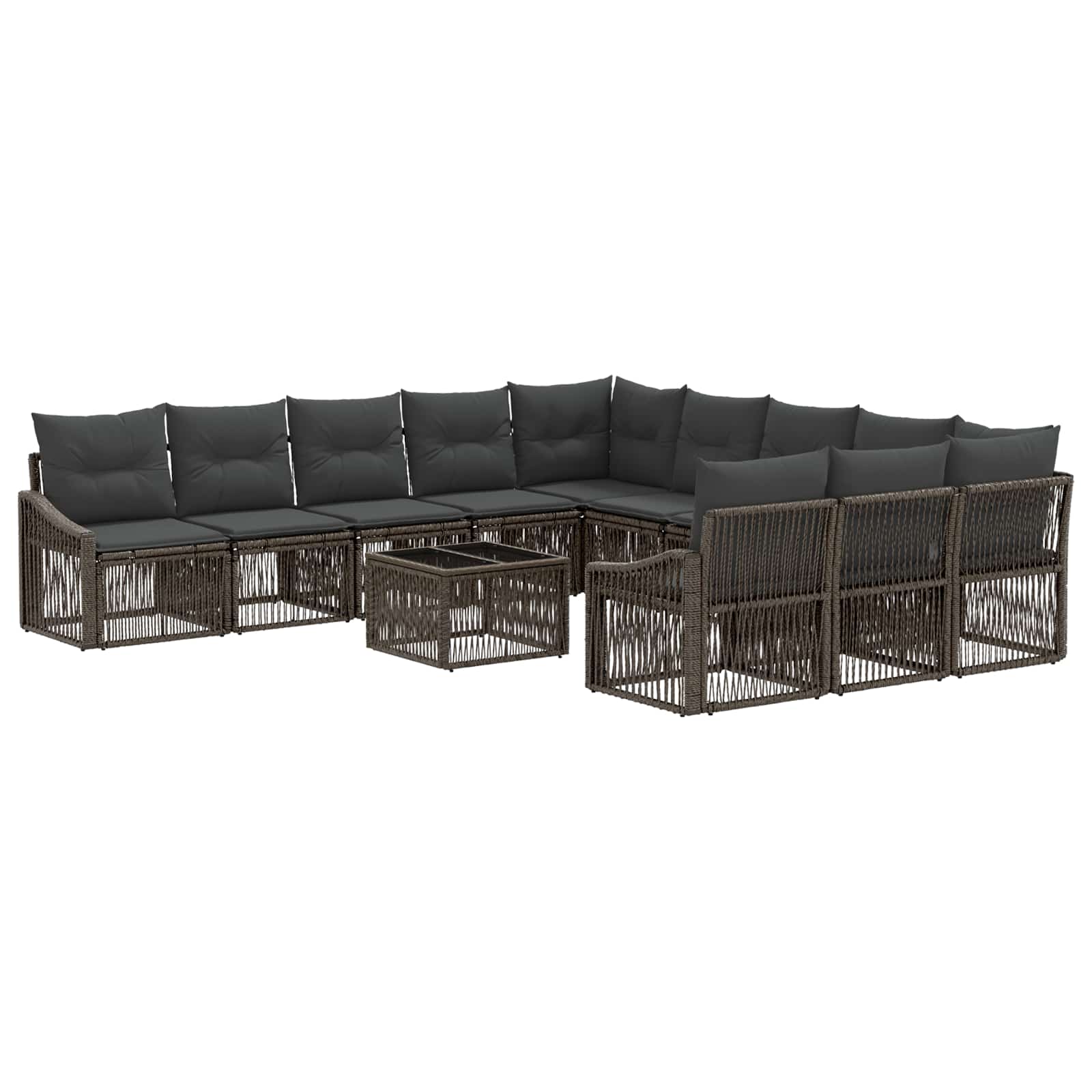 Tuinbankenset 12 pcs Grijs poly rattan – afbeelding 2