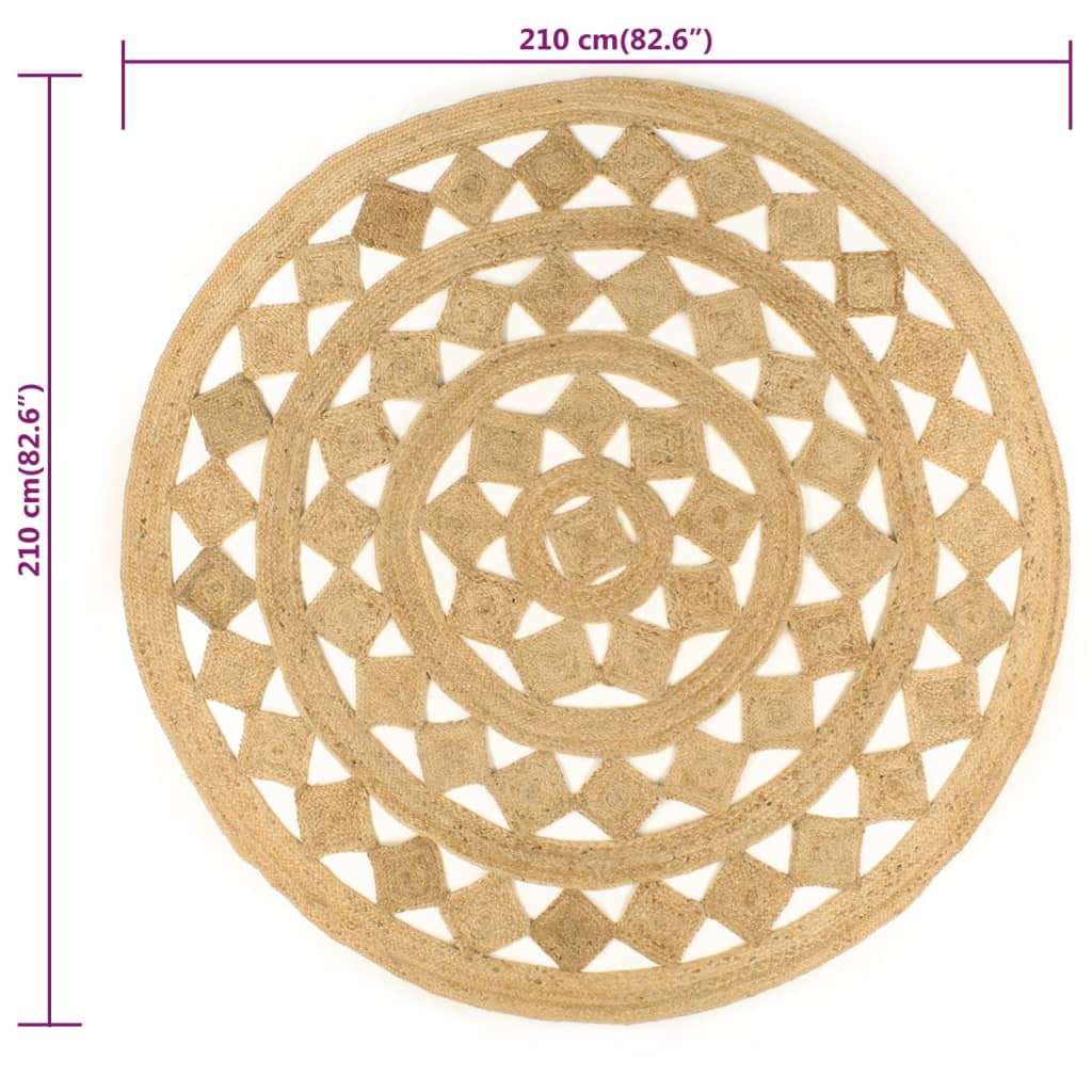 Vloerkleed handgemaakt 210 cm gevlochten jute – afbeelding 6