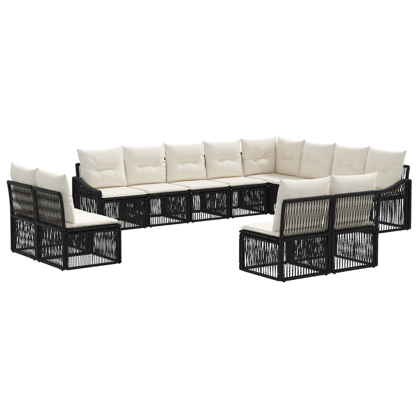 Tuinbankenset 12 pcs Zwart poly rattan – afbeelding 2