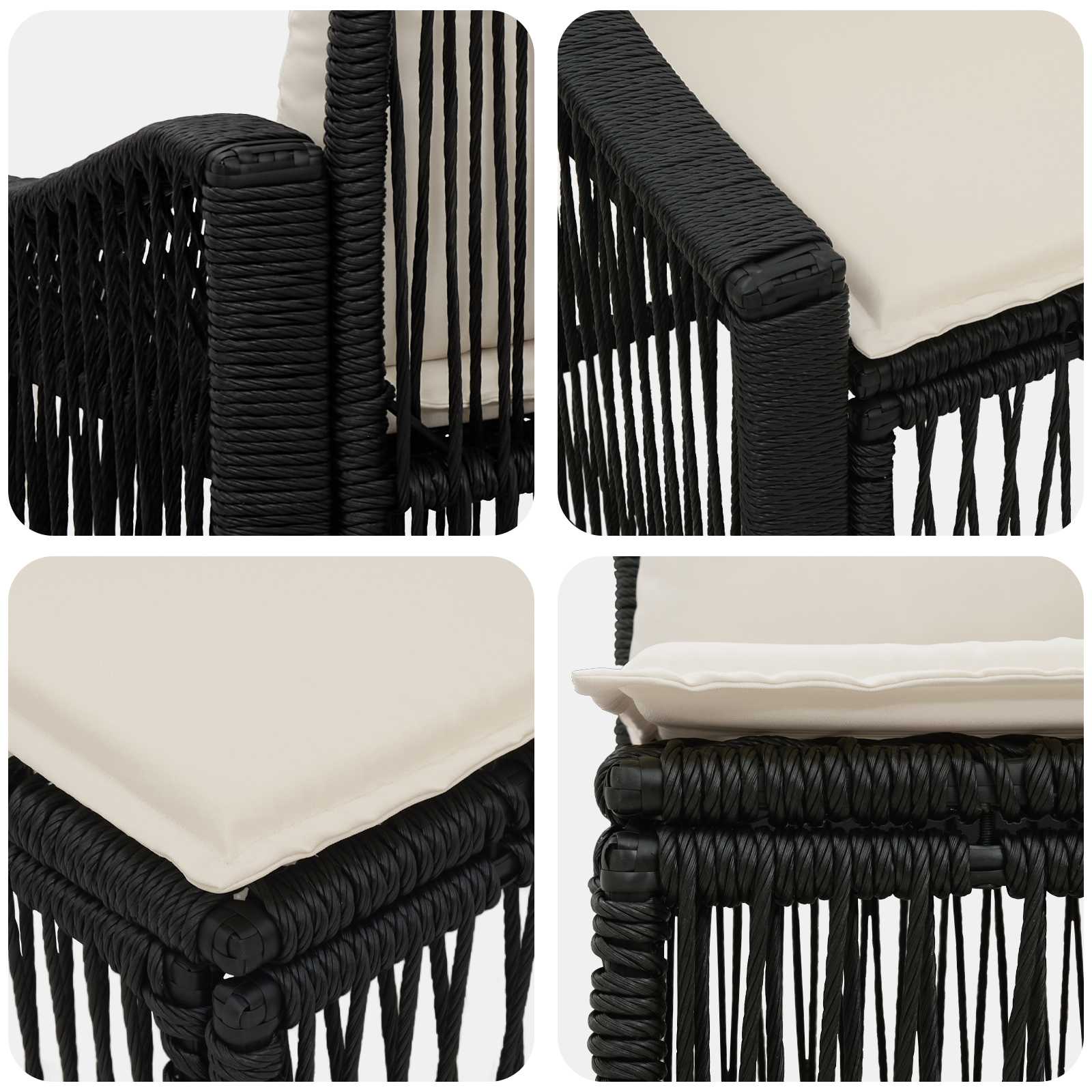 Tuinbankenset 12 pcs Zwart poly rattan – afbeelding 7