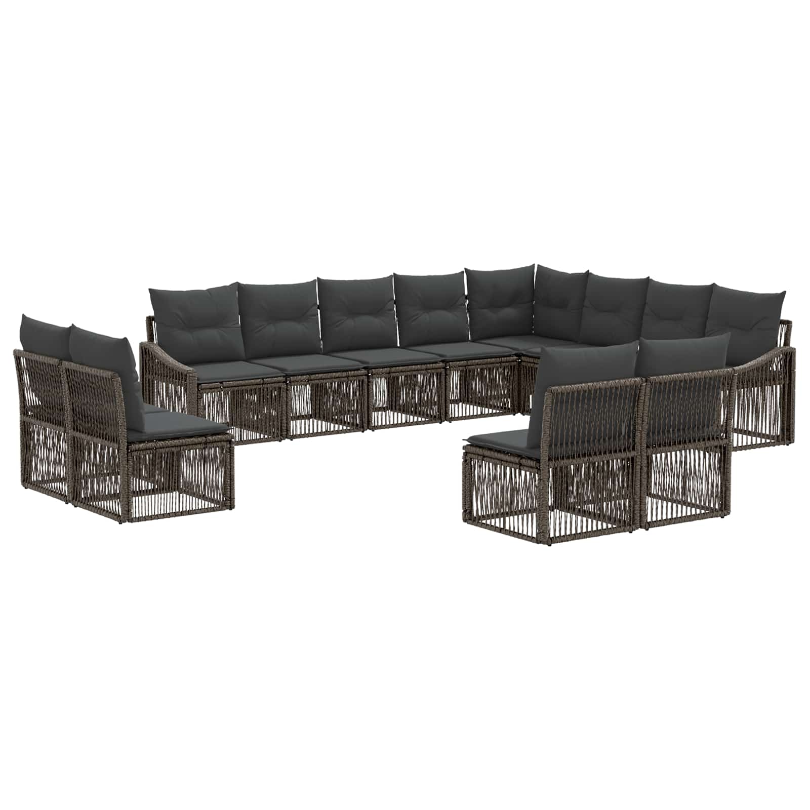 Tuinbankenset 12 pcs Grijs poly rattan – afbeelding 2