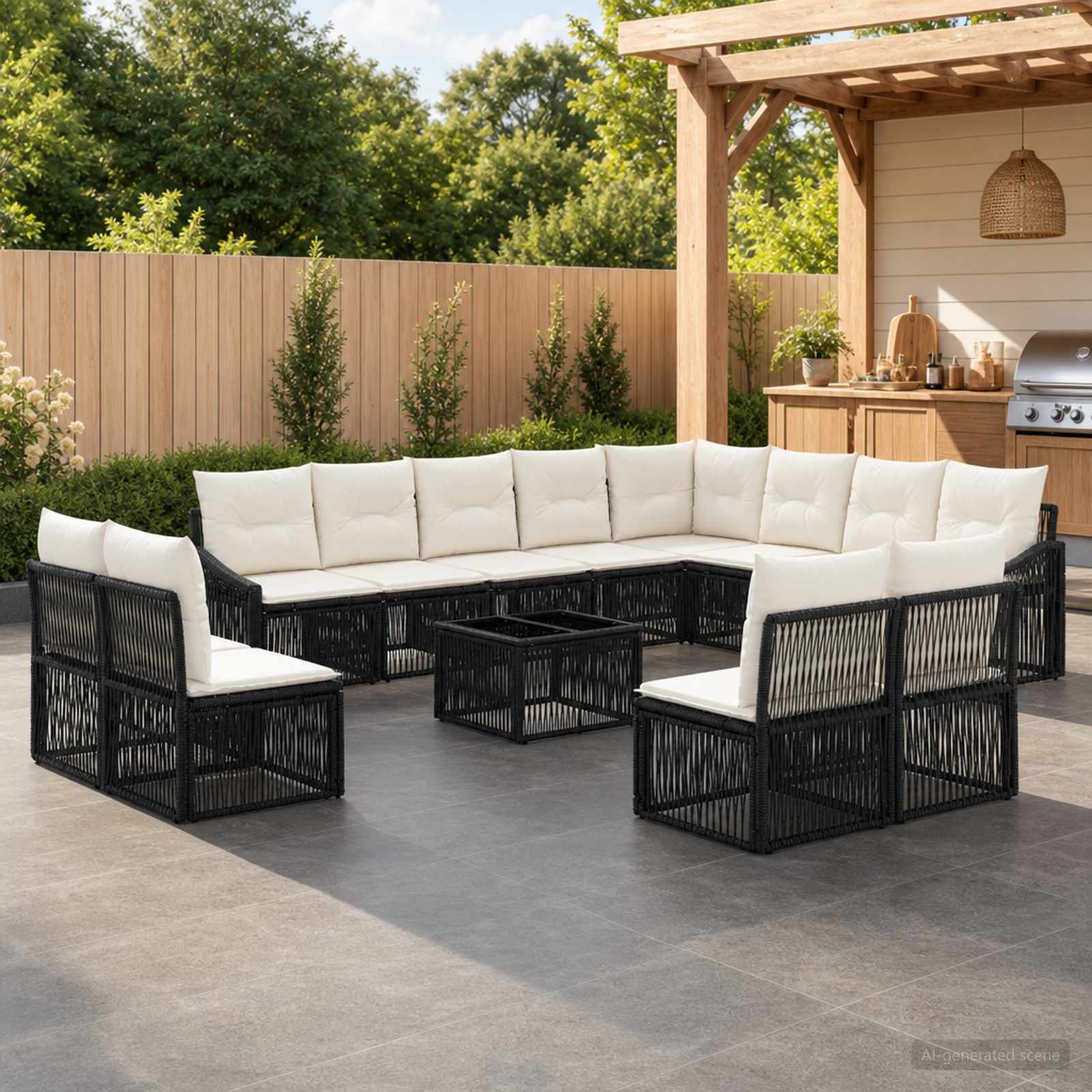 Tuinbankenset 13 pcs Zwart poly rattan