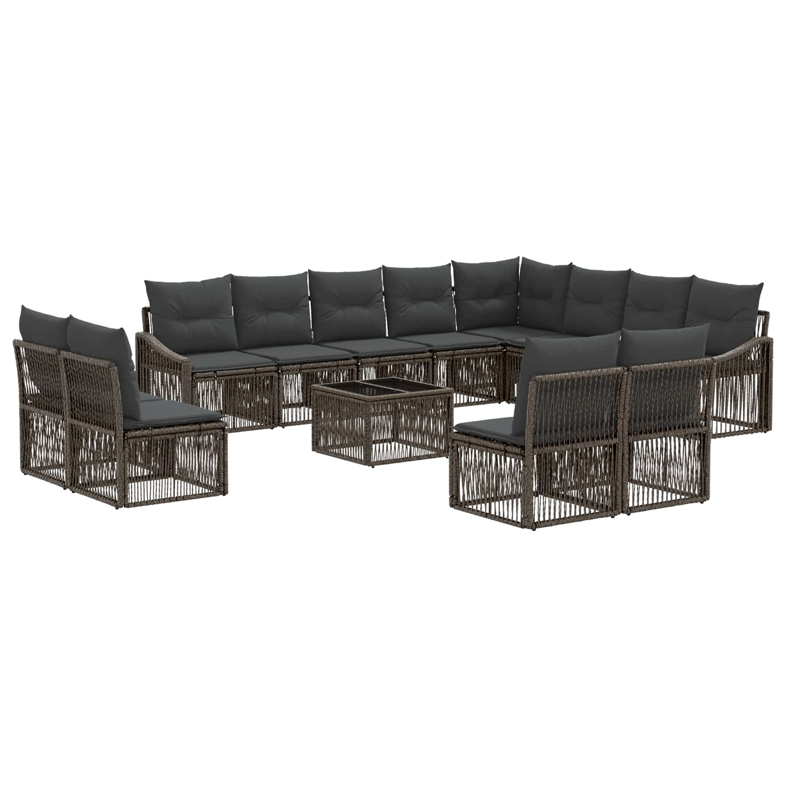 Tuinbankenset 13 pcs Grijs poly rattan – afbeelding 2