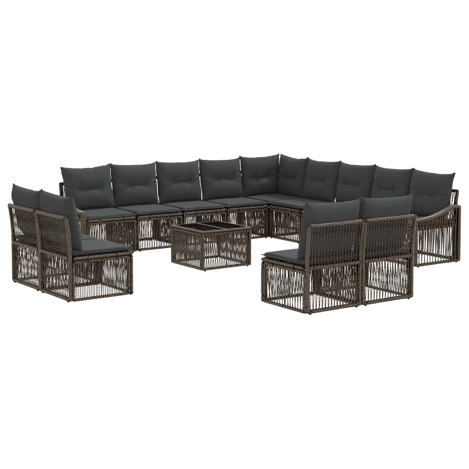 Tuinbankenset 14 pcs Grijs poly rattan – afbeelding 2