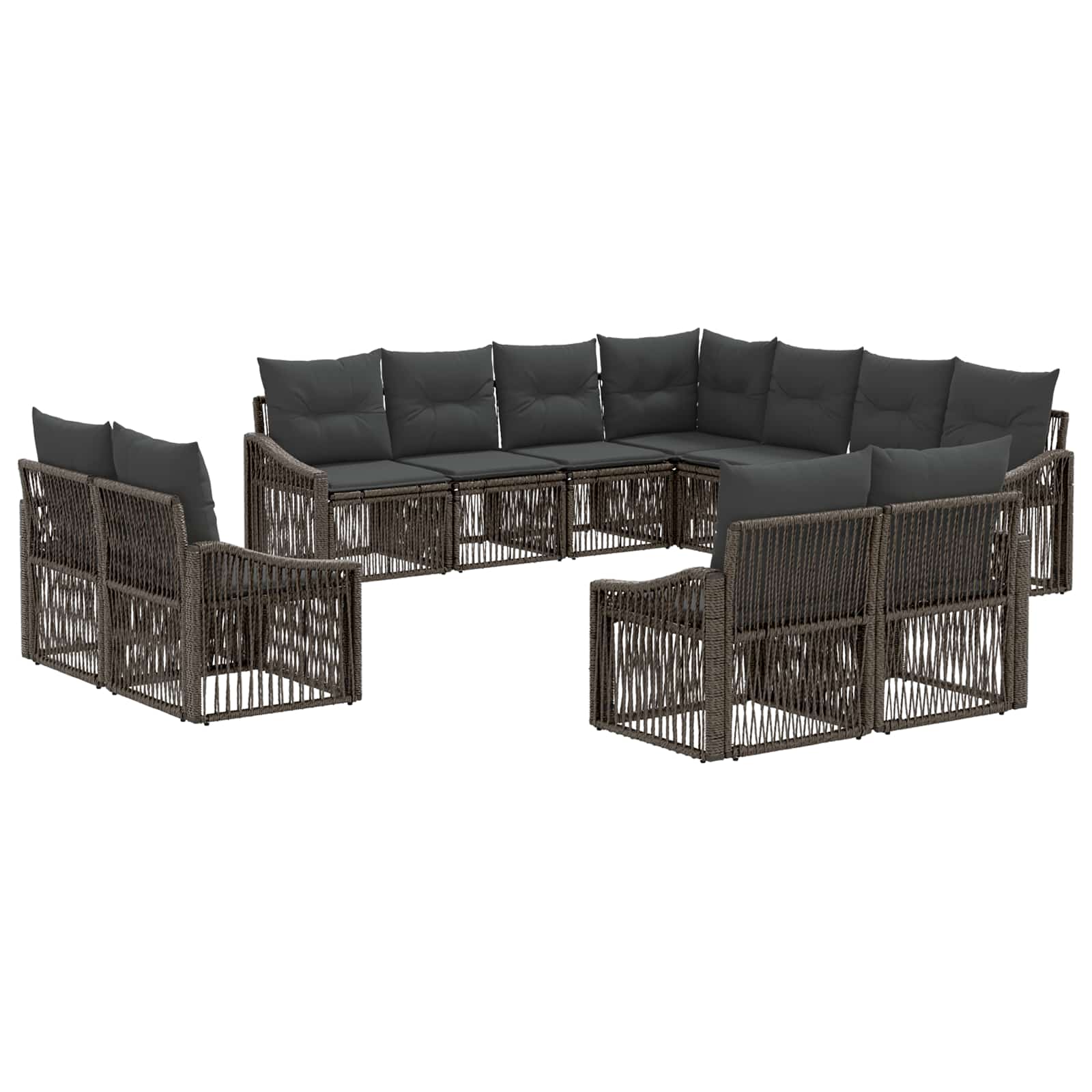 Tuinbankenset 11 pcs Grijs poly rattan – afbeelding 2