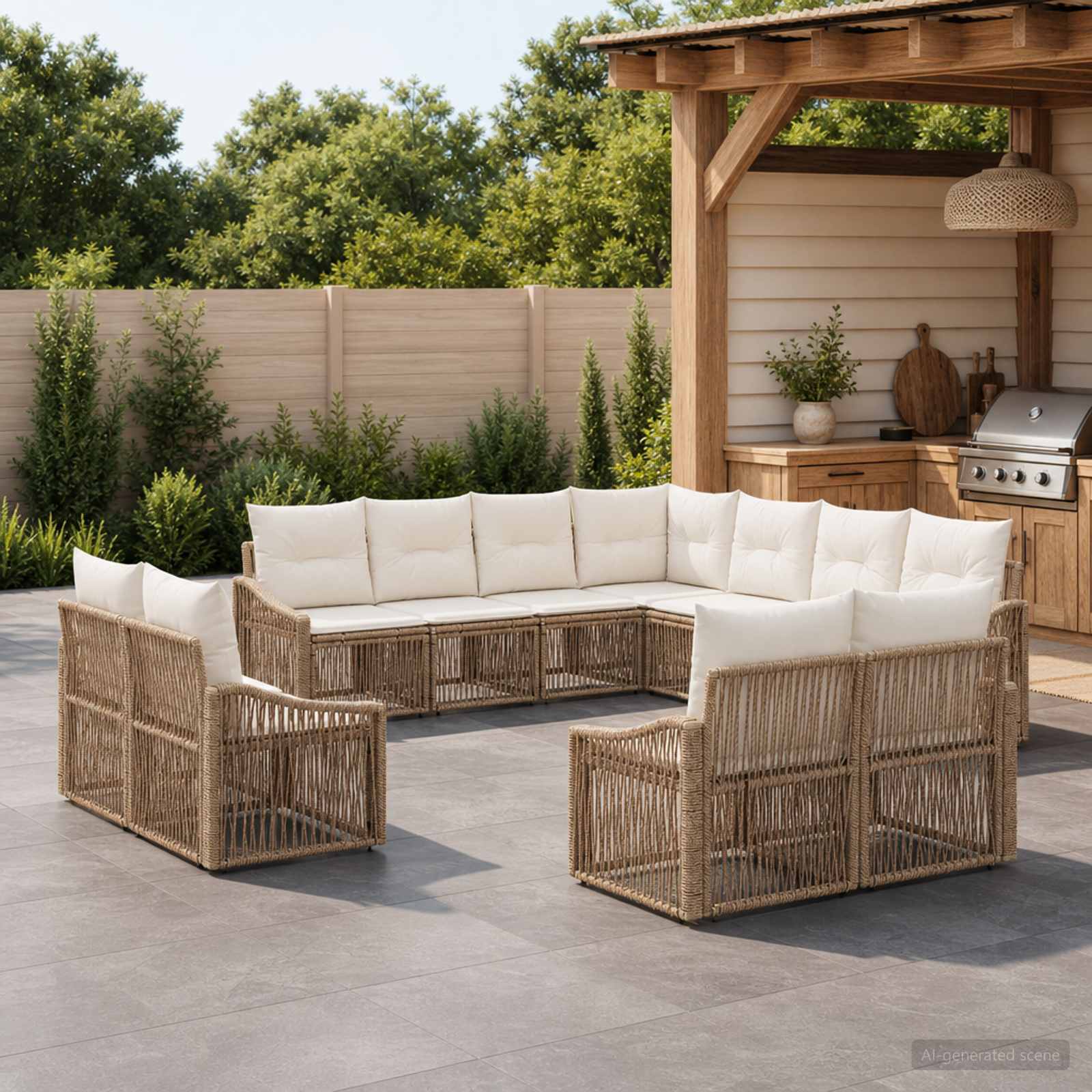 Tuinbankenset 11 pcs Beige poly rattan