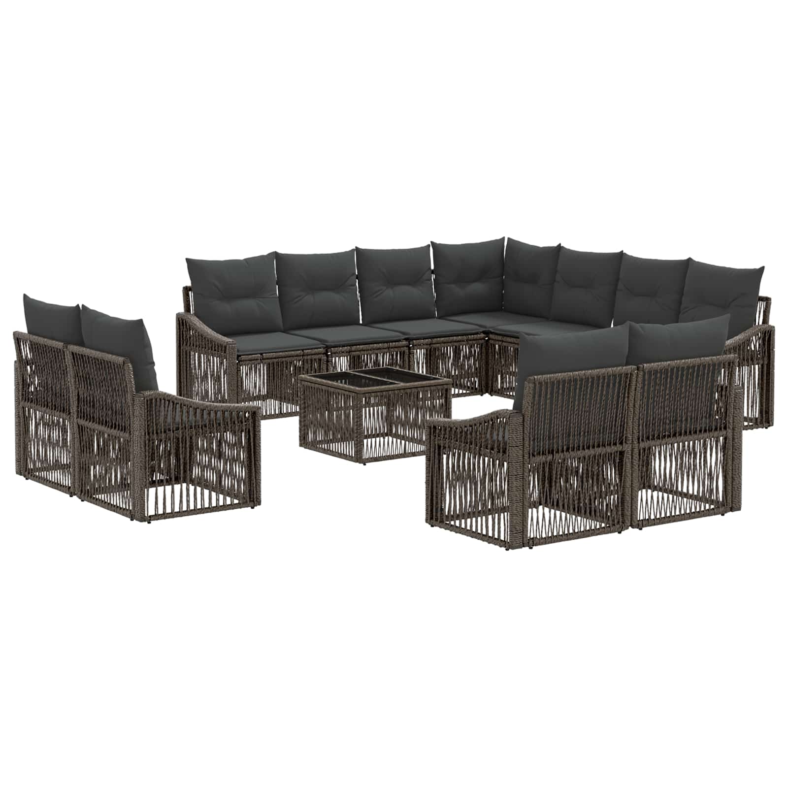 Tuinbankenset 12 pcs Grijs poly rattan – afbeelding 2