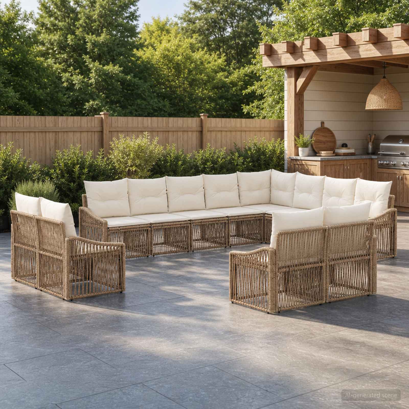 Tuinbankenset 12 pcs Beige poly rattan