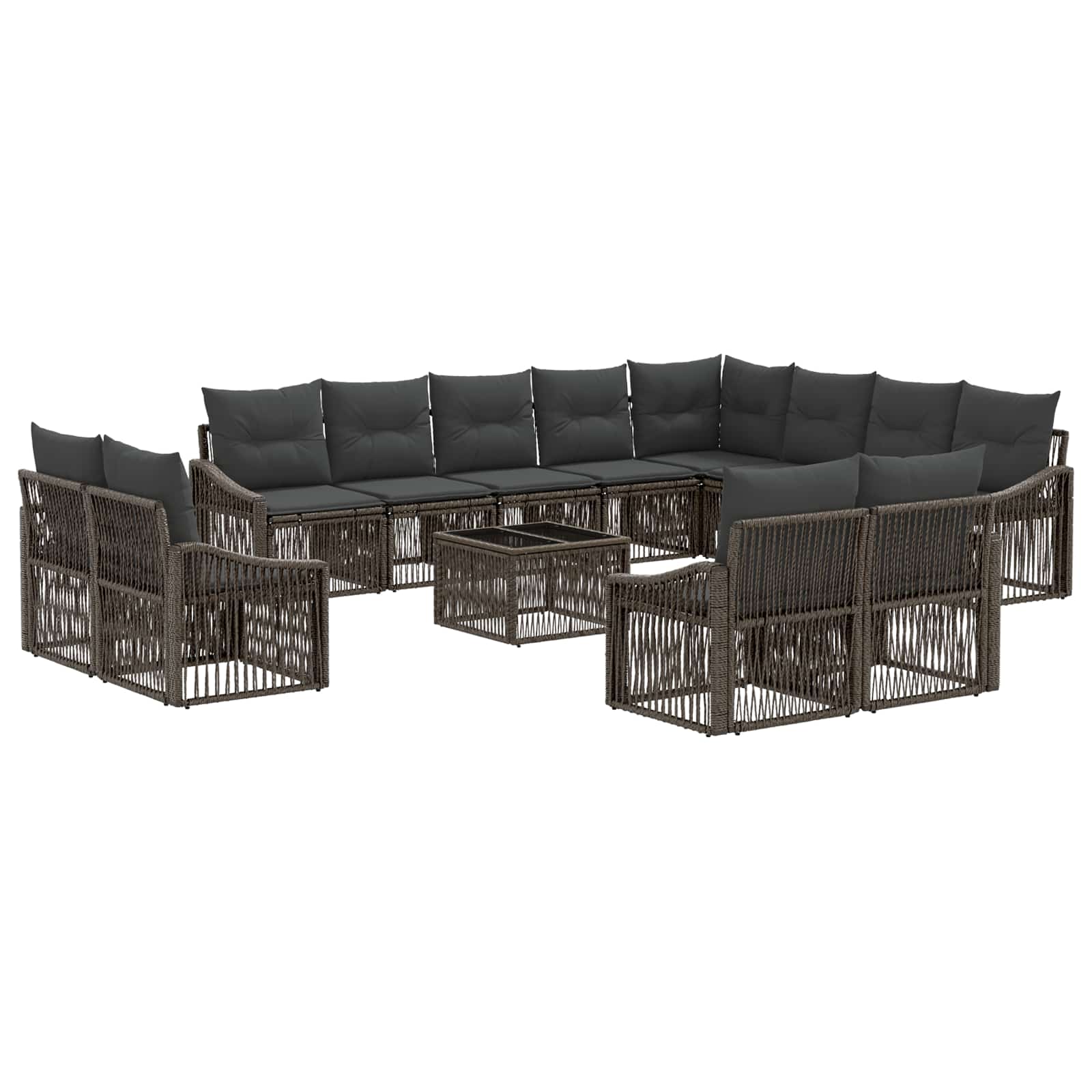 Tuinbankenset 13 pcs Grijs poly rattan – afbeelding 2