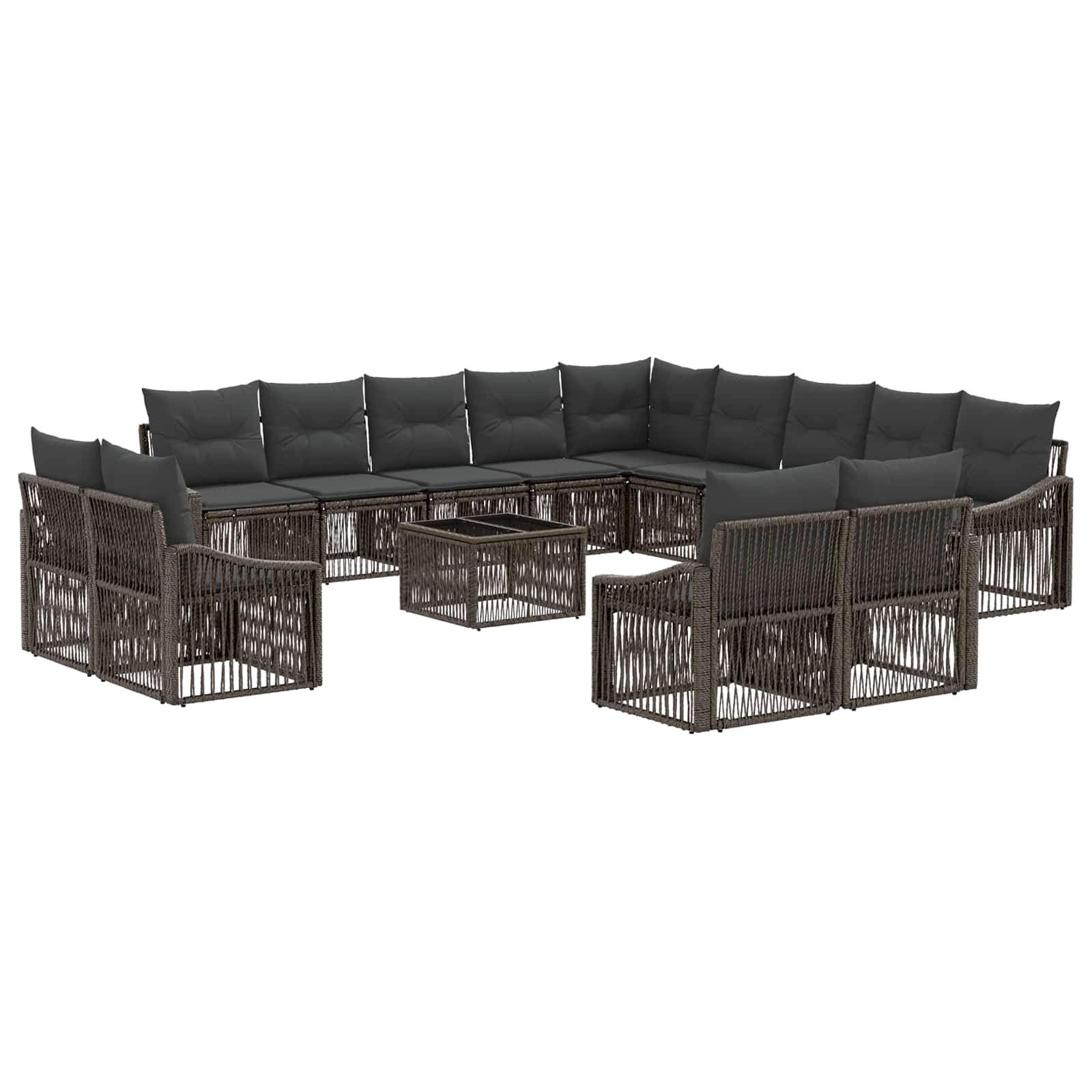 Tuinbankenset 14 pcs Grijs poly rattan – afbeelding 2