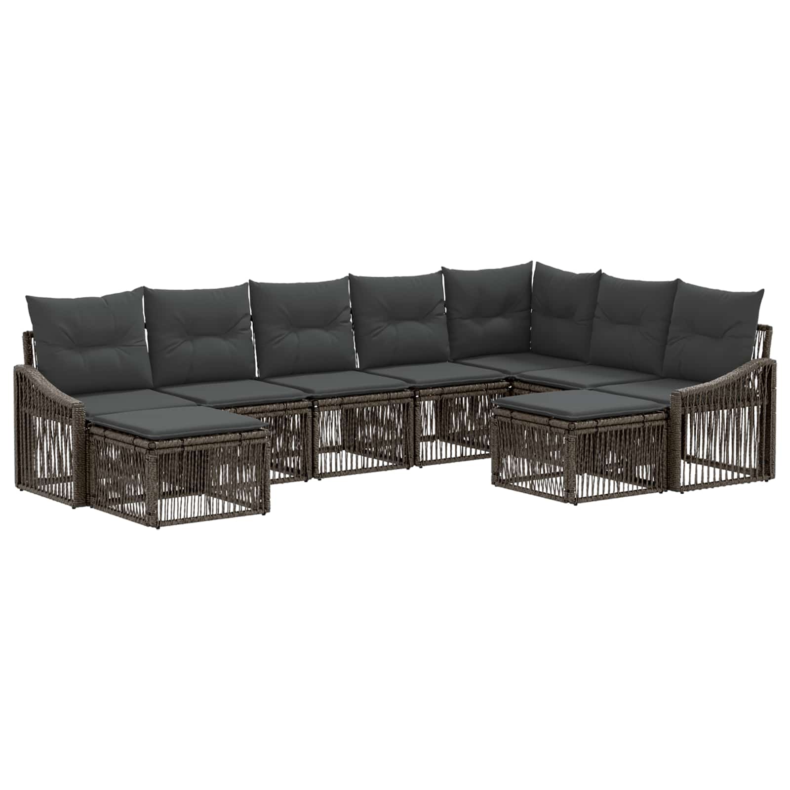Tuinbankenset 9 pcs Grijs poly rattan – afbeelding 2
