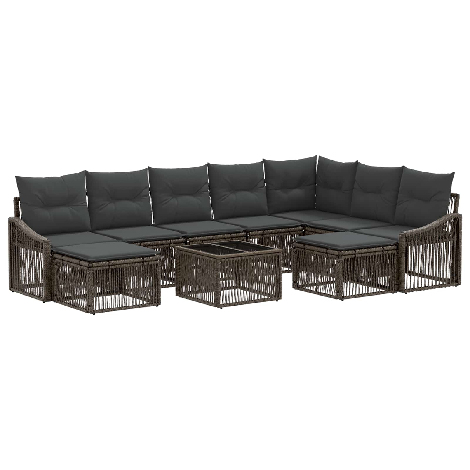 Tuinbankenset 10 pcs Grijs poly rattan – afbeelding 2