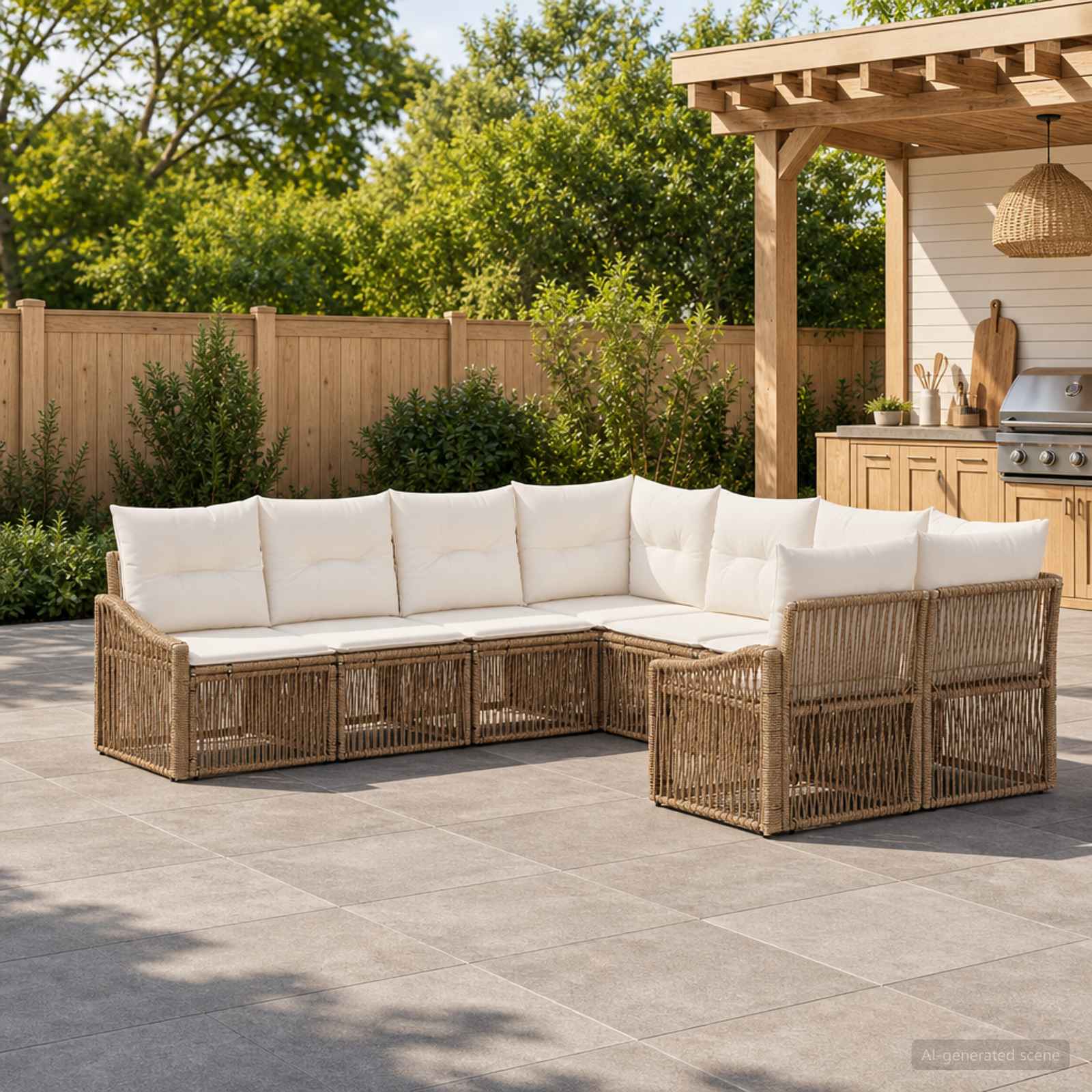 Tuinbankenset 8 st 8-Aantal zitplaatsen Beige poly rattan