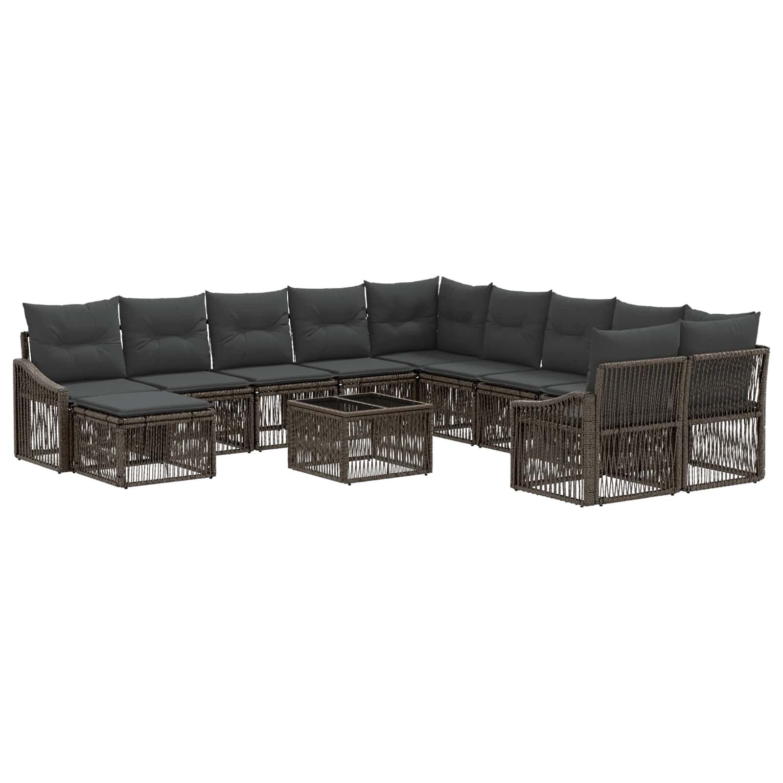 Tuinbankenset 12 pcs Grijs poly rattan – afbeelding 2