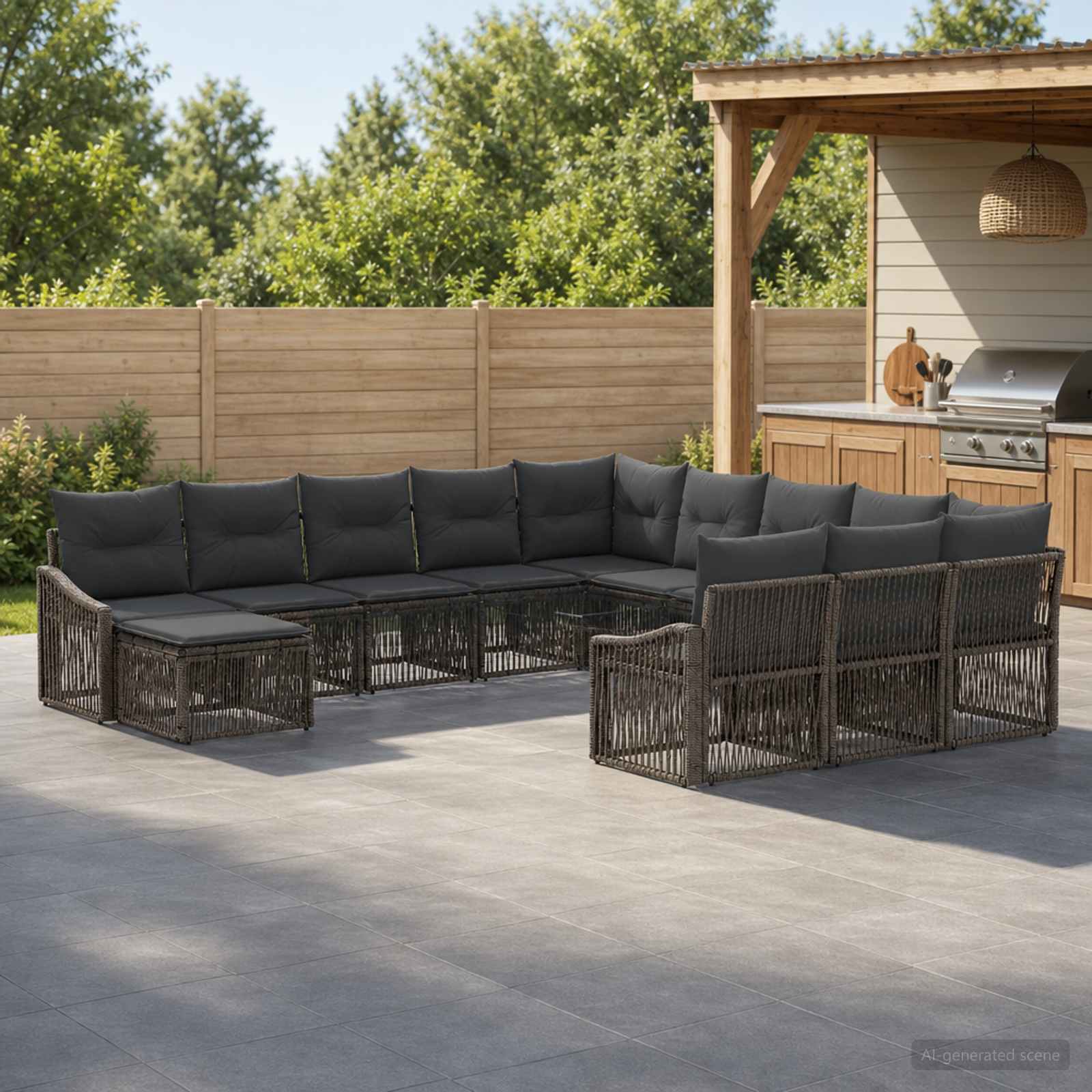 Tuinbankenset 12 pcs Grijs poly rattan