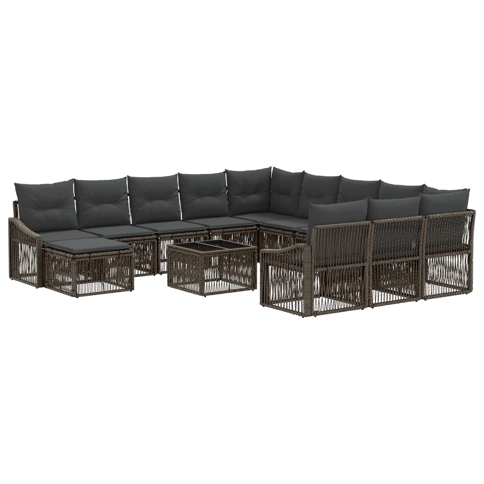 Tuinbankenset 13 pcs Grijs poly rattan – afbeelding 2
