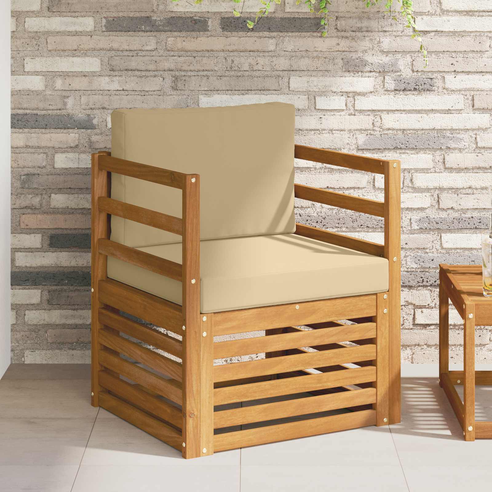 Tuinbank Massief Acaciahout en Polyester Naturel
