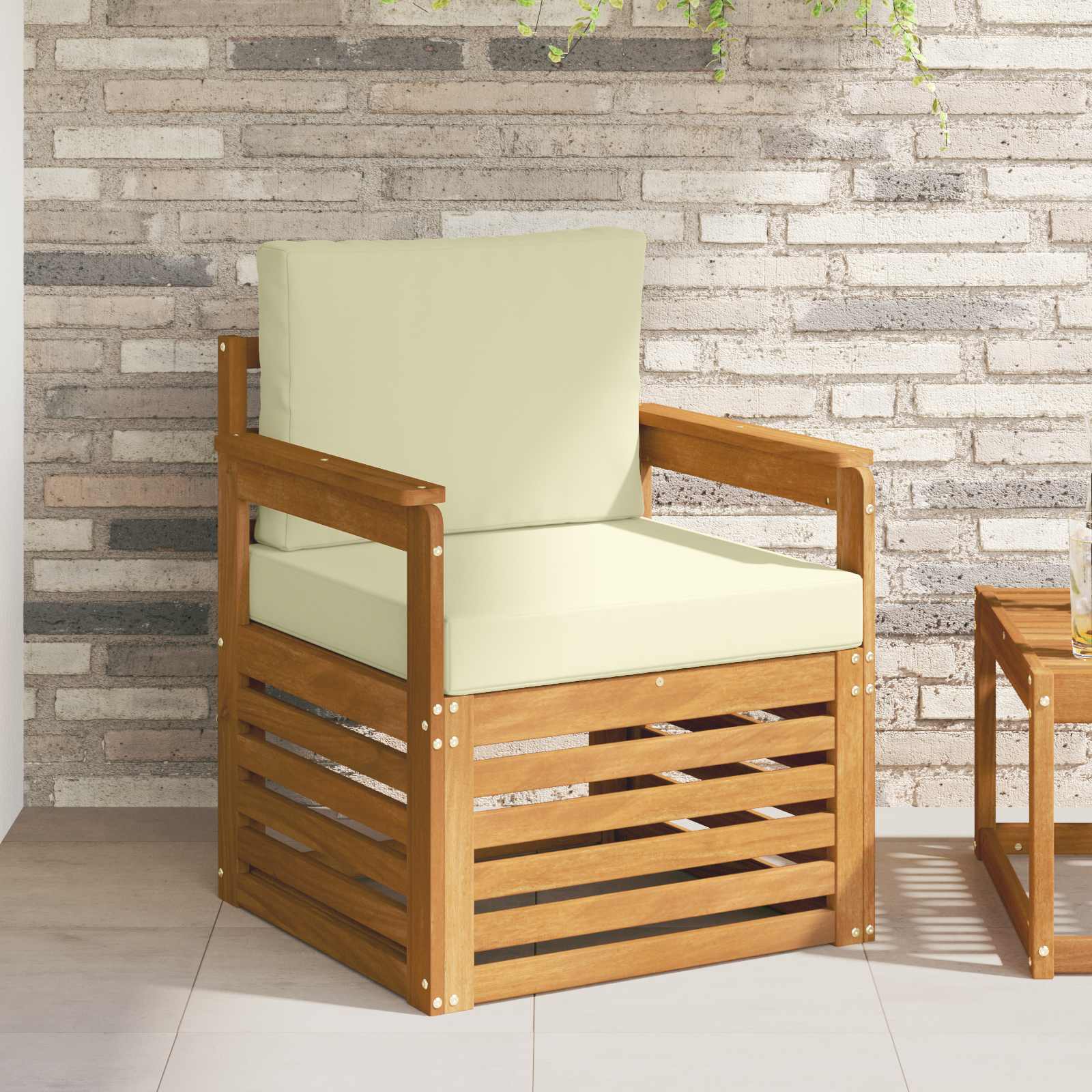 Tuinbank Massief Acaciahout en Polyester Naturel – afbeelding 1