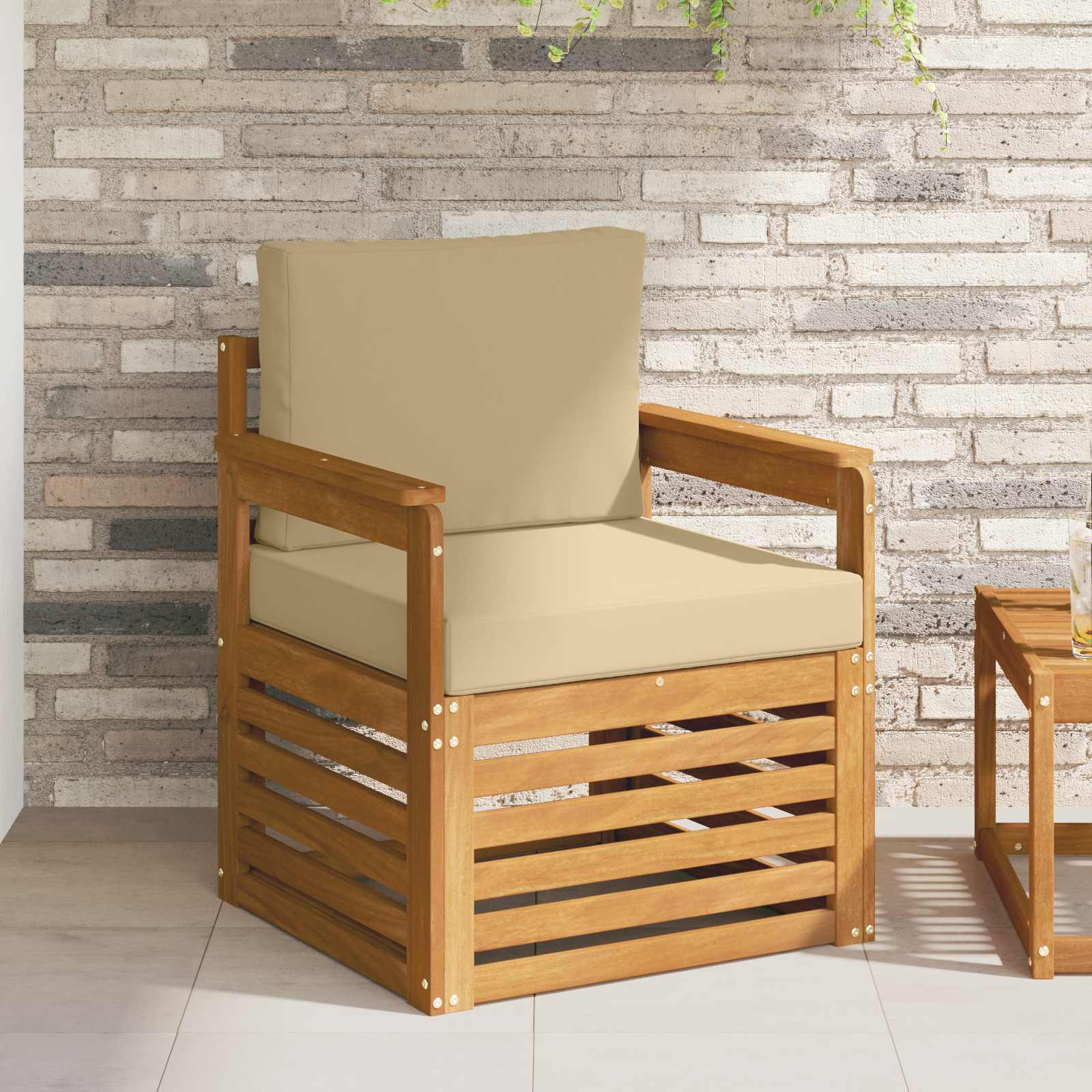 Tuinbank Massief Acaciahout en Polyester Naturel