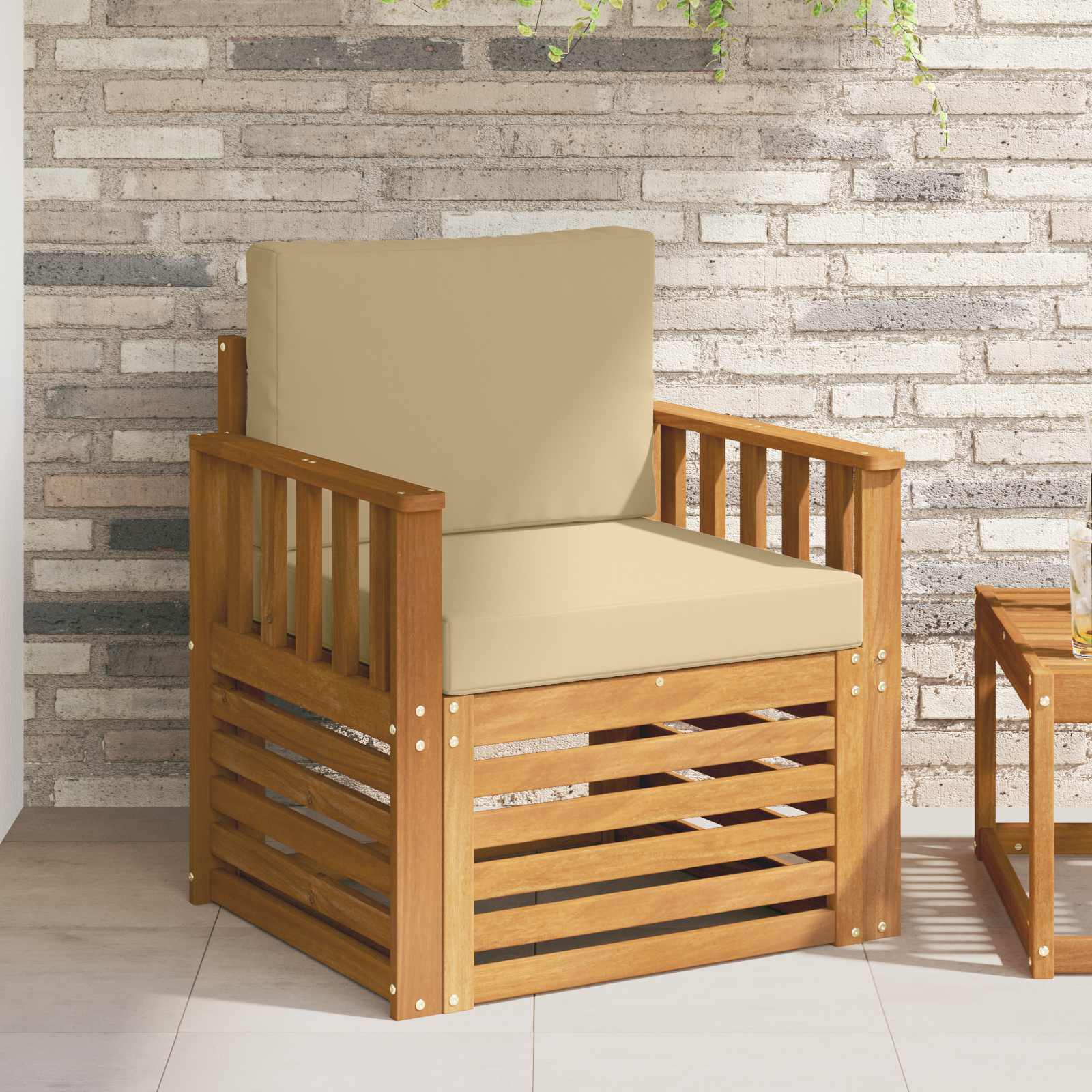 Tuinbank Massief Acaciahout en Polyester Naturel