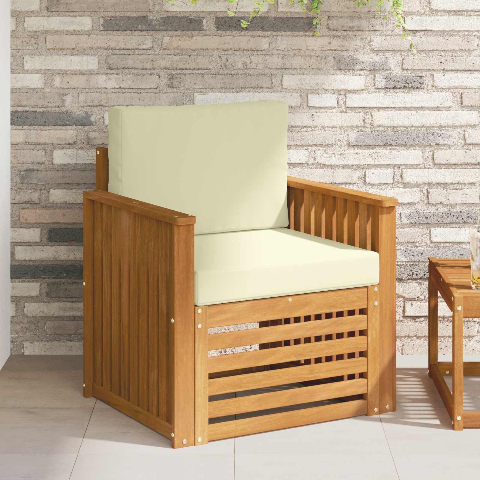 Tuinbank Massief Acaciahout en Polyester Naturel – afbeelding 1