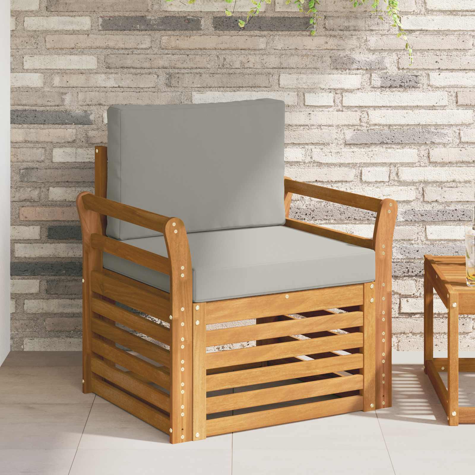 Tuinbank Massief Acaciahout en Polyester Naturel – afbeelding 1