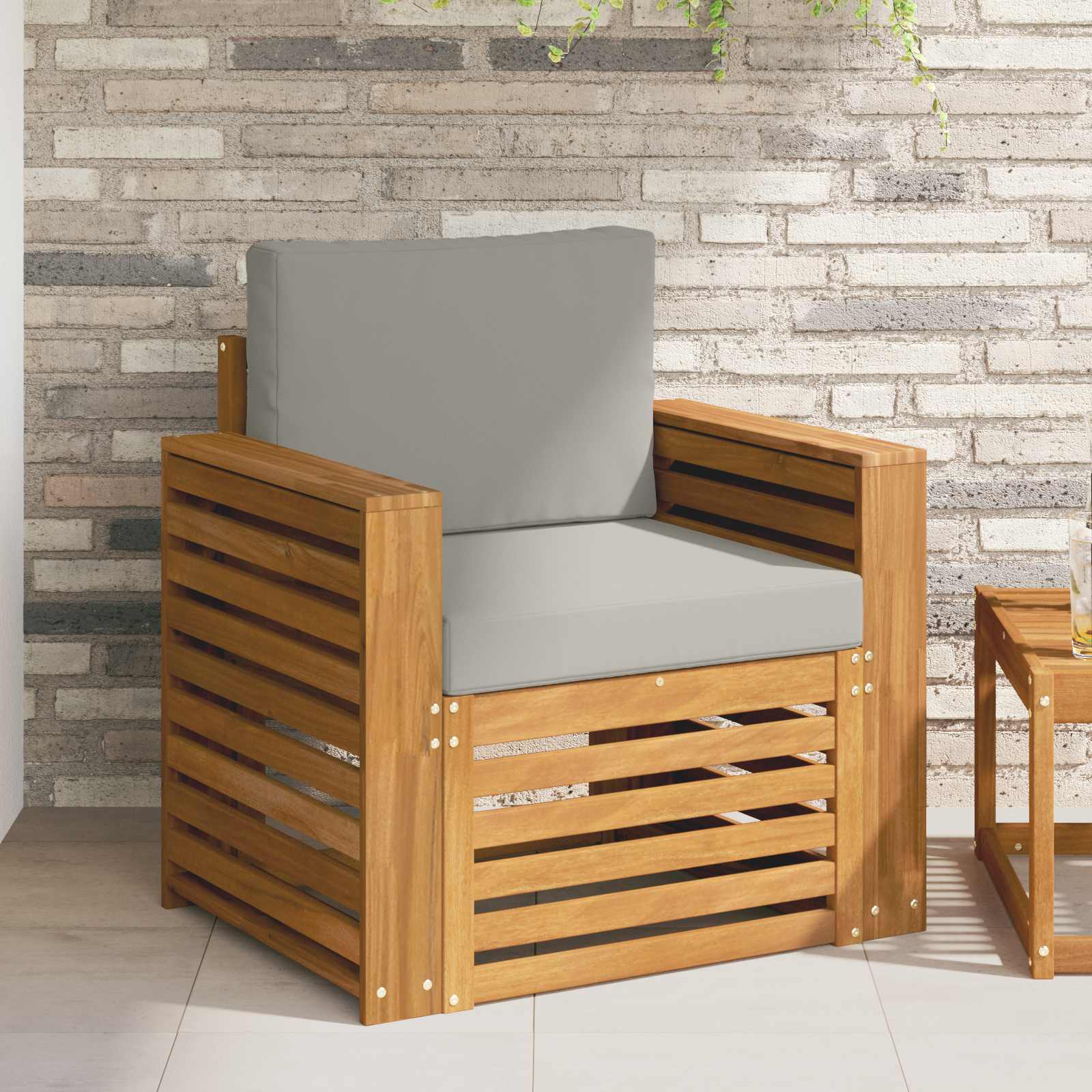 Tuinbank Massief Acaciahout en Polyester Naturel – afbeelding 1