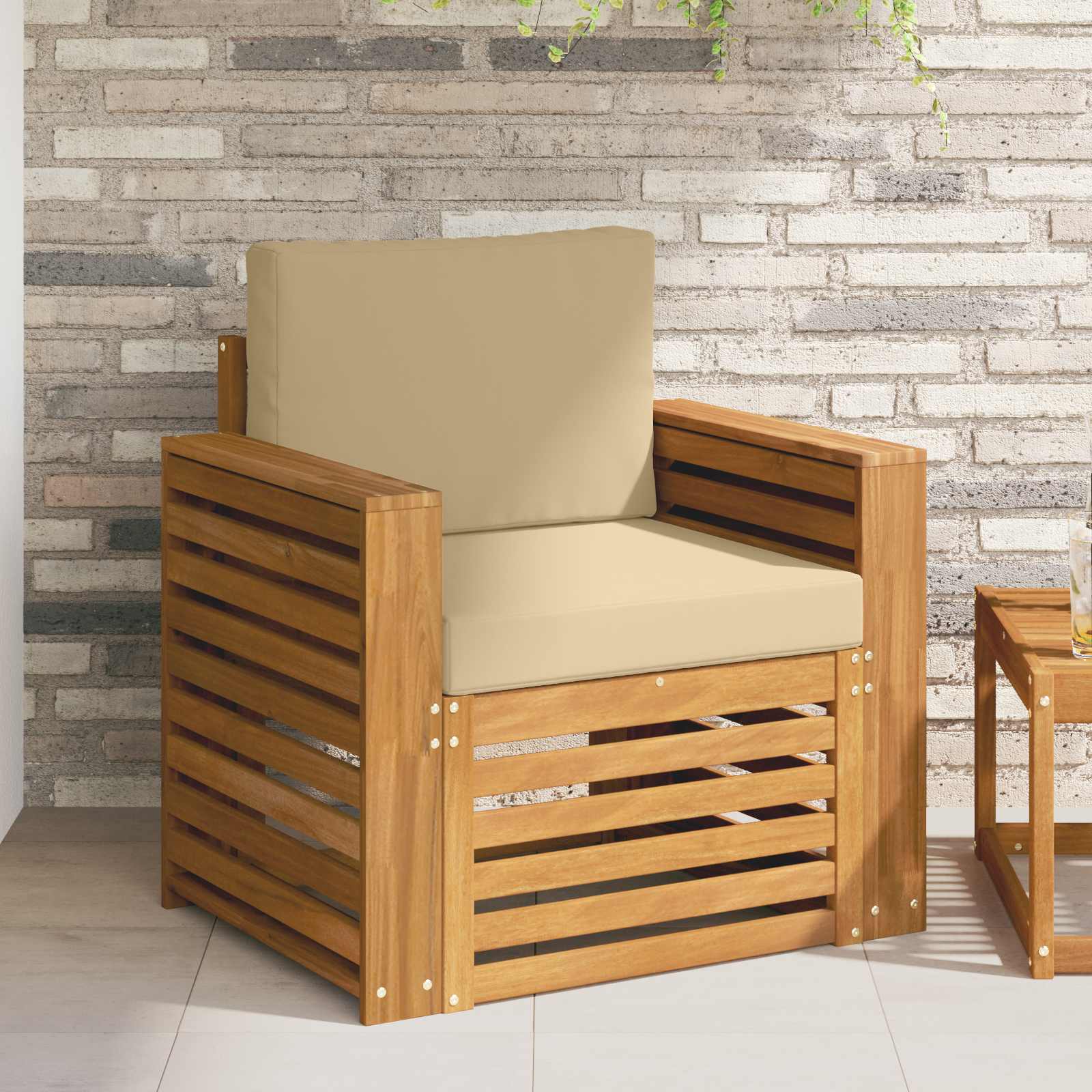 Tuinbank Massief Acaciahout en Polyester Naturel