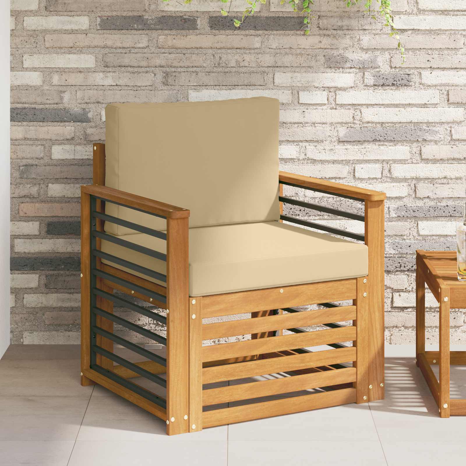 Tuinbank Massief Acaciahout en Polyester Naturel