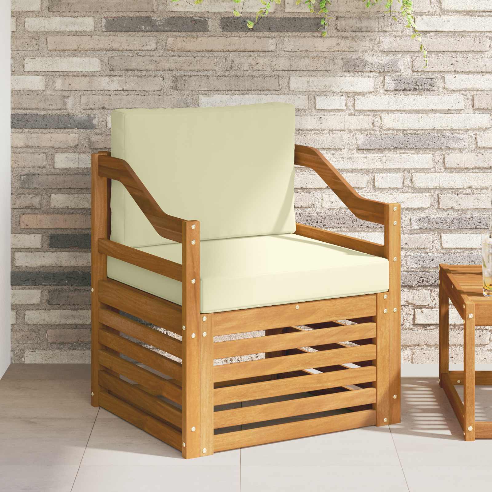 Tuinbank Massief Acaciahout en Polyester Naturel – afbeelding 1