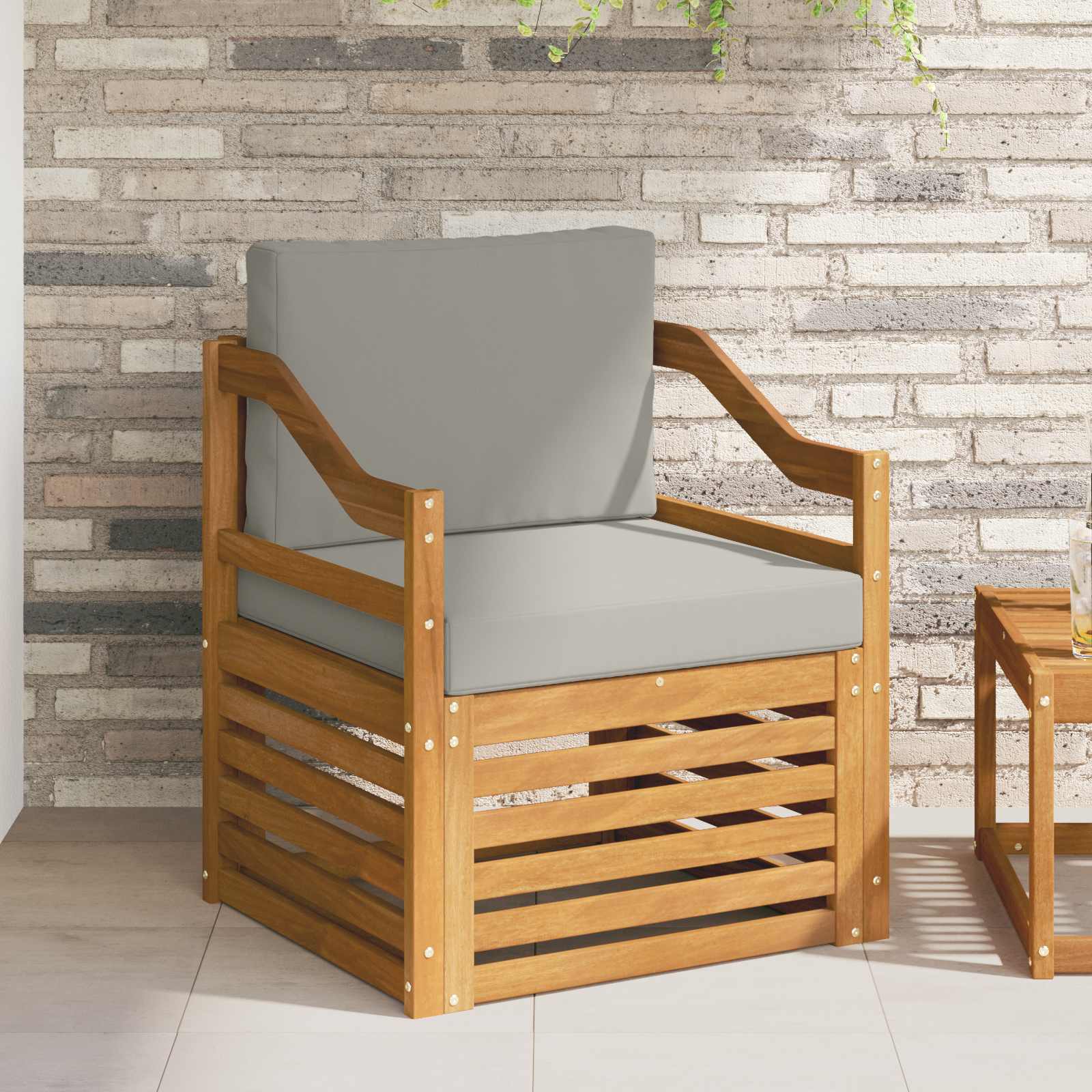 Tuinbank Massief Acaciahout en Polyester Naturel – afbeelding 1