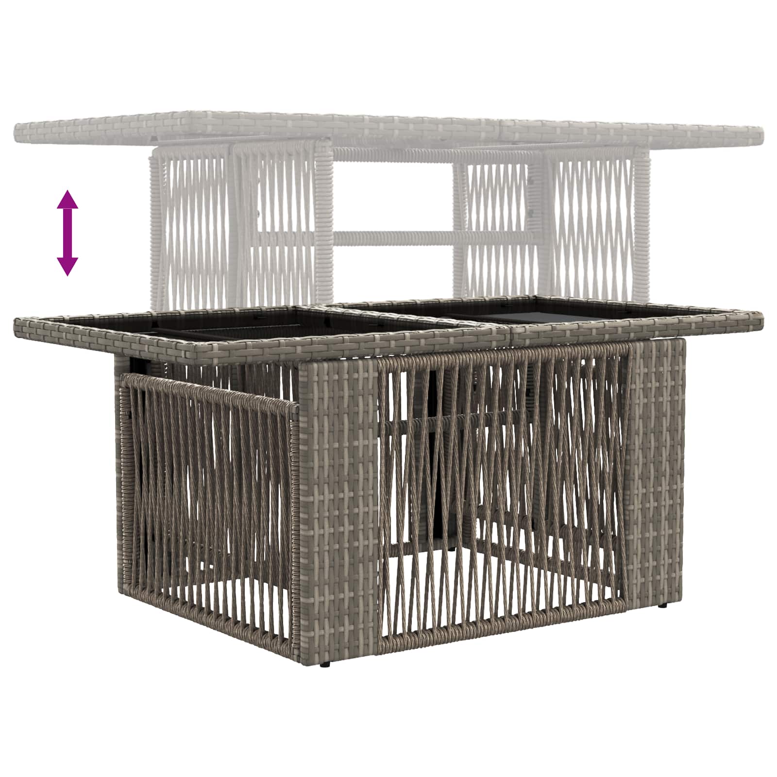 Tuinbankenset 13 pcs Grijs poly rattan – afbeelding 10