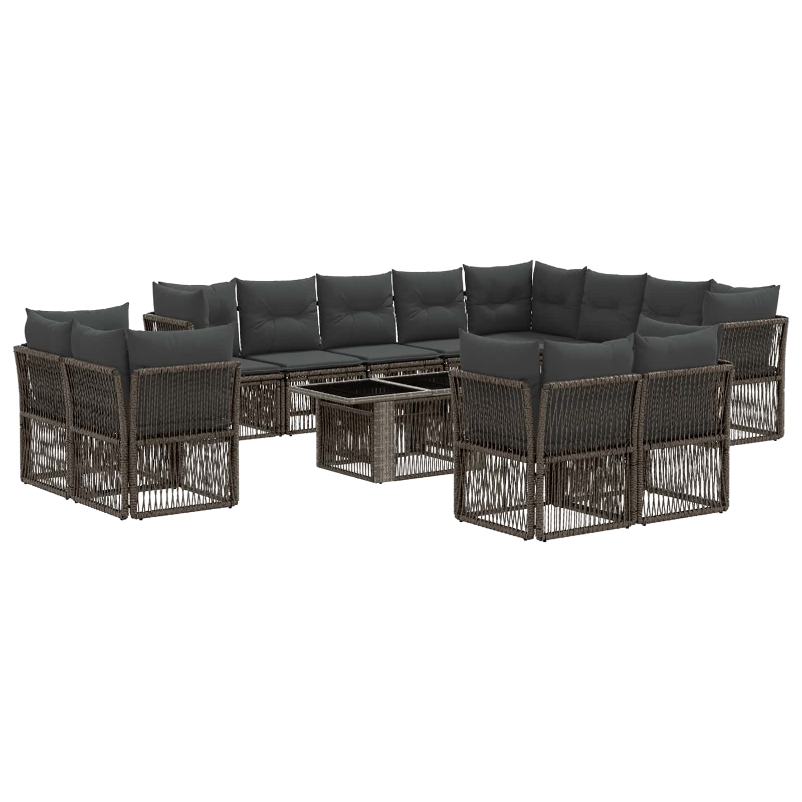 Tuinbankenset 13 pcs Grijs poly rattan – afbeelding 2