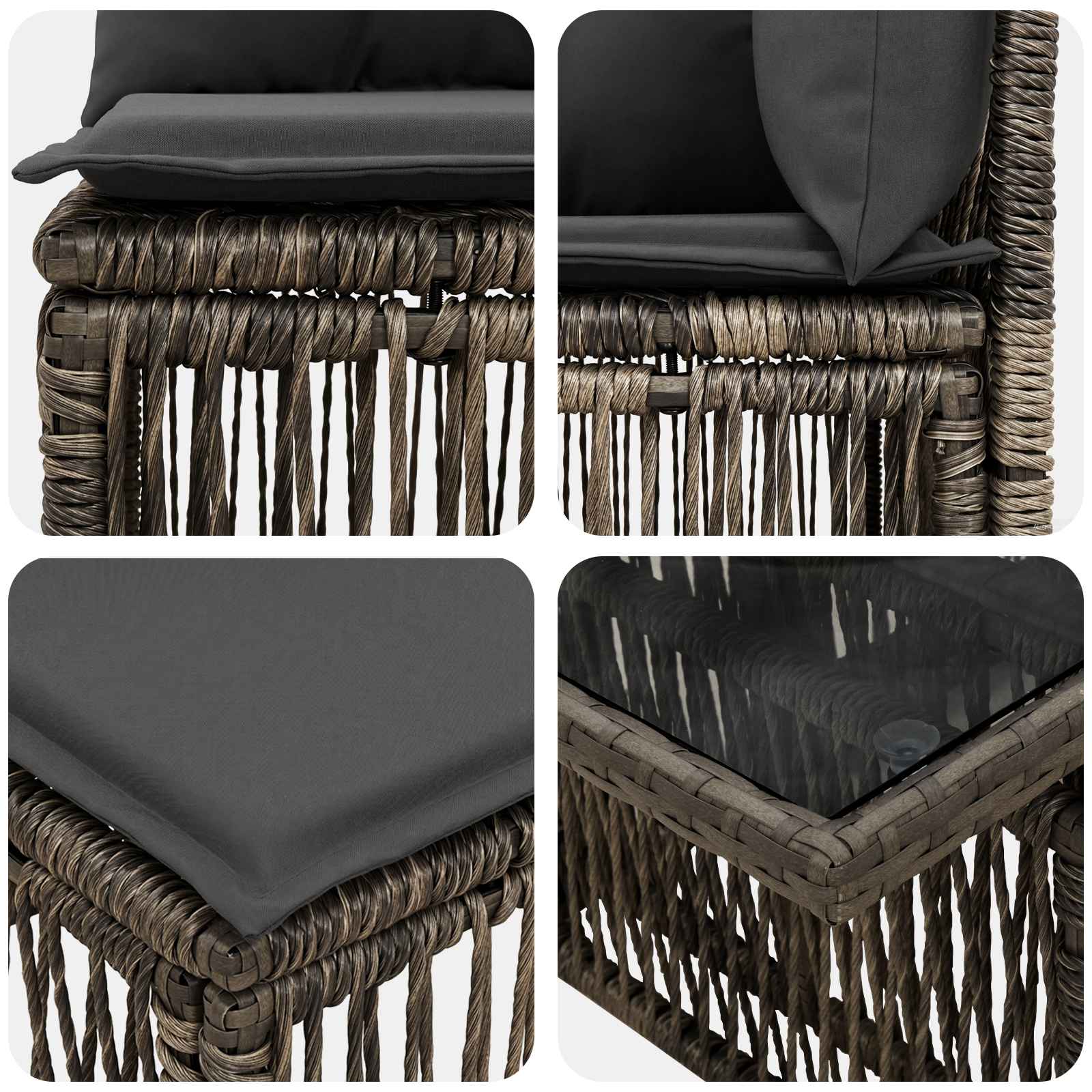 Tuinbankenset 13 pcs Grijs poly rattan – afbeelding 9