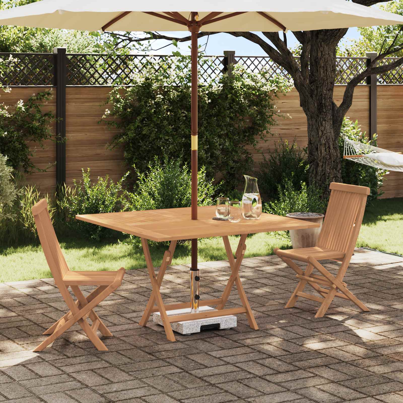 Tuin Bistro Set 3 pcs Bruin Massief Teak Hout – afbeelding 1
