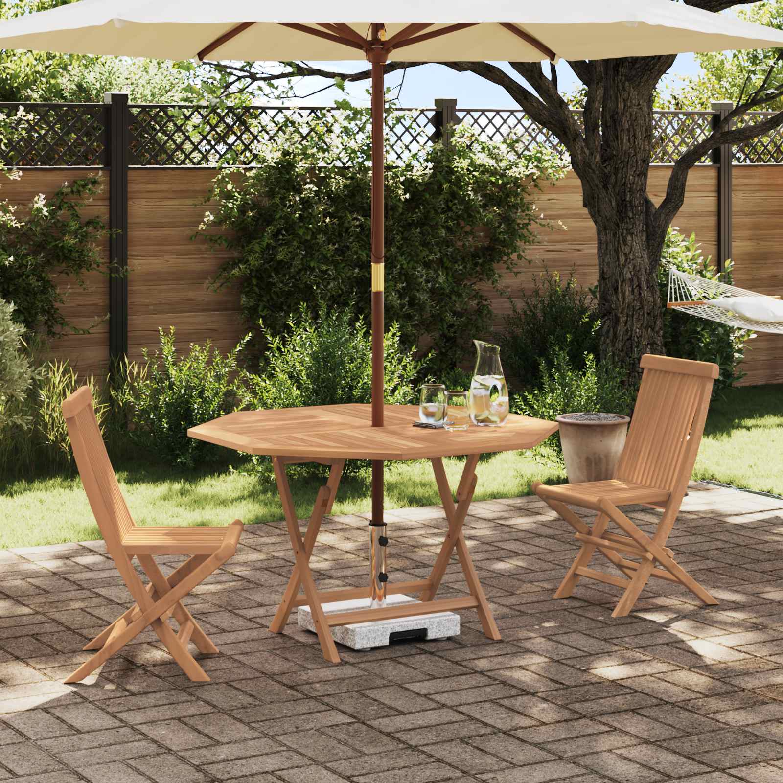 Tuin Bistro Set 3 pcs Bruin Massief Teak Hout – afbeelding 1