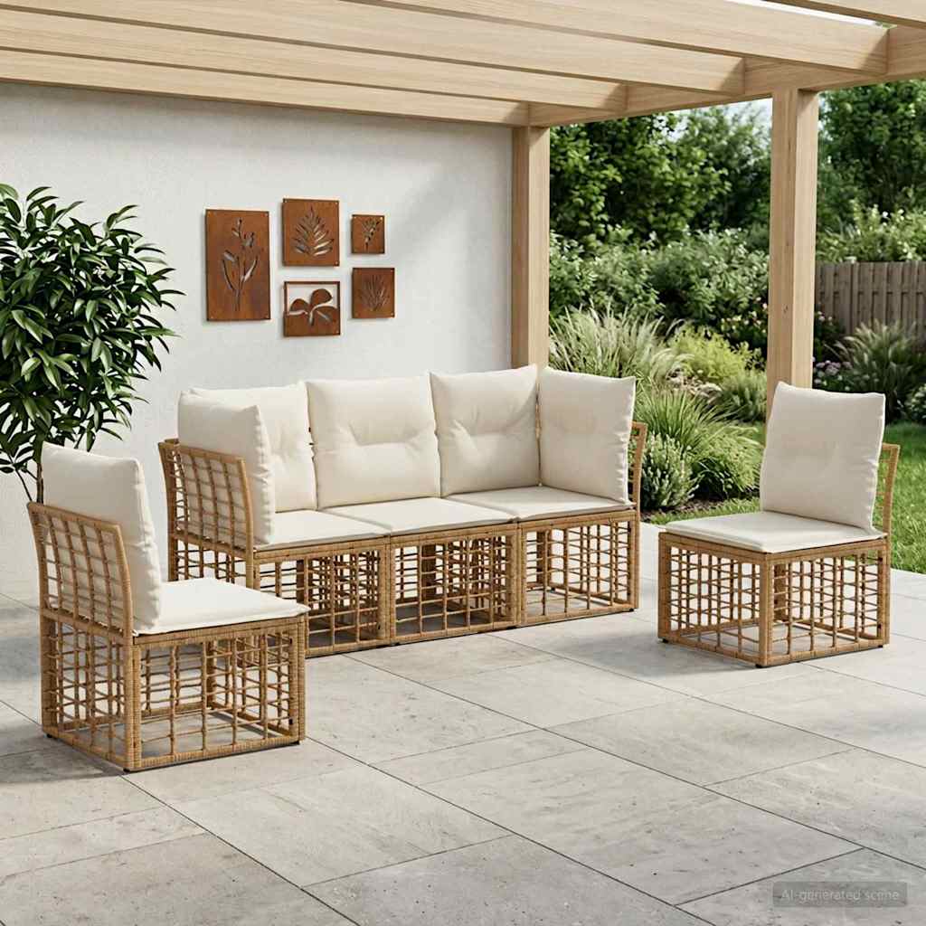 Buiten bankenset Naturel Polyester – afbeelding 1