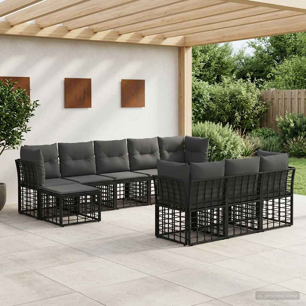 Buiten bankenset Zwart en Donkergrijs Polyester – afbeelding 1