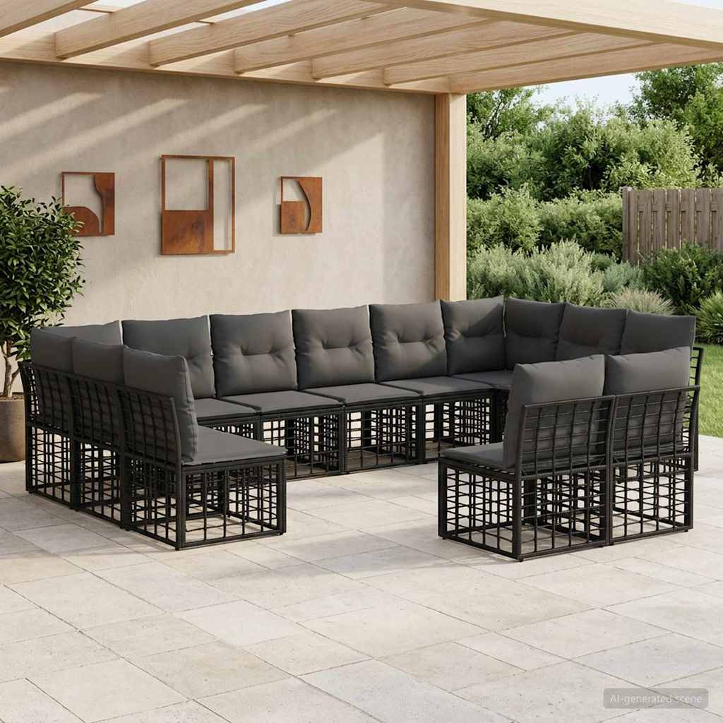 Buiten bankenset Zwart en Donkergrijs Polyester – afbeelding 1