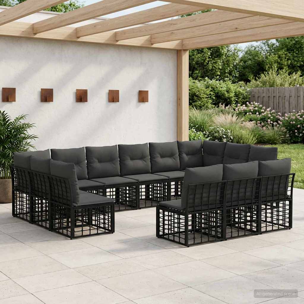 Buiten bankenset Zwart en Donkergrijs Polyester – afbeelding 1