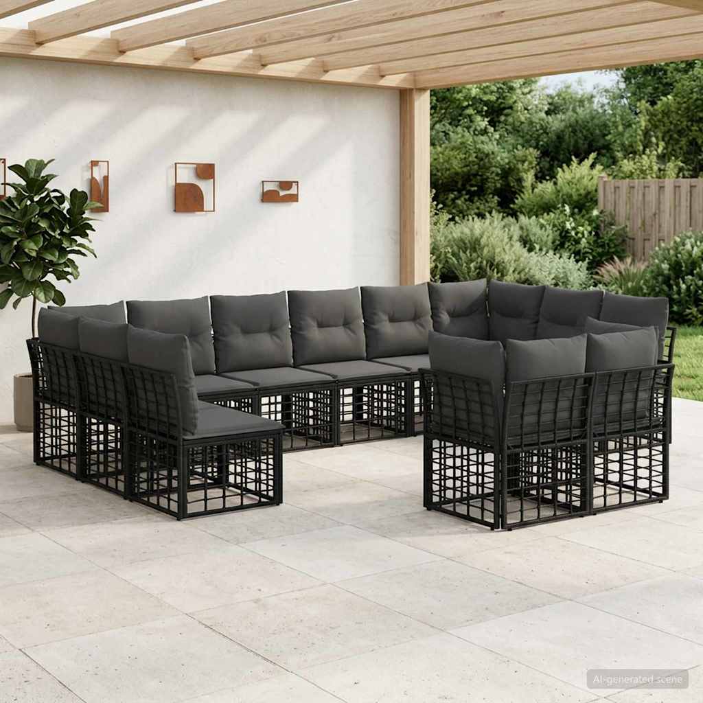 Buiten bankenset Zwart en Donkergrijs Polyester – afbeelding 1