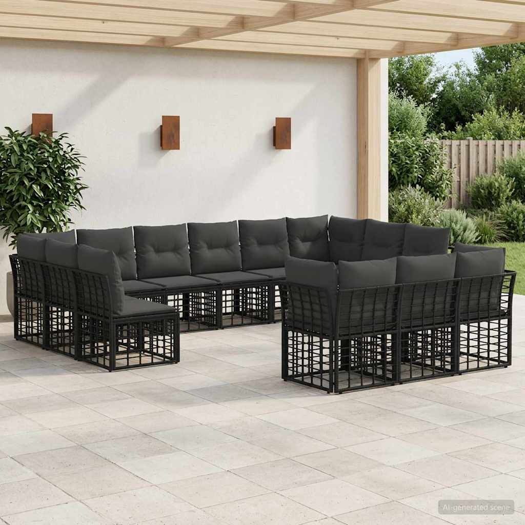 Buiten bankenset Zwart en Donkergrijs Polyester – afbeelding 1