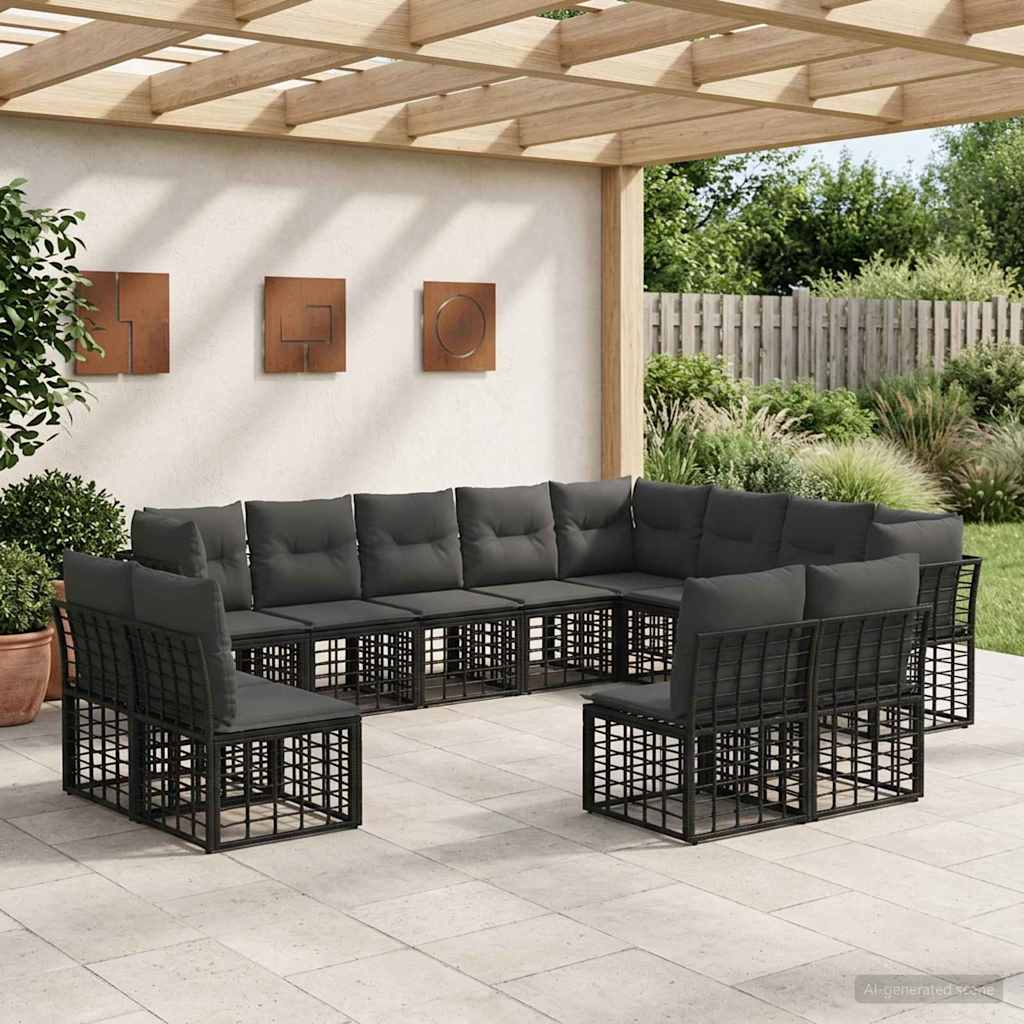 Buiten bankenset Zwart en Donkergrijs Polyester – afbeelding 1