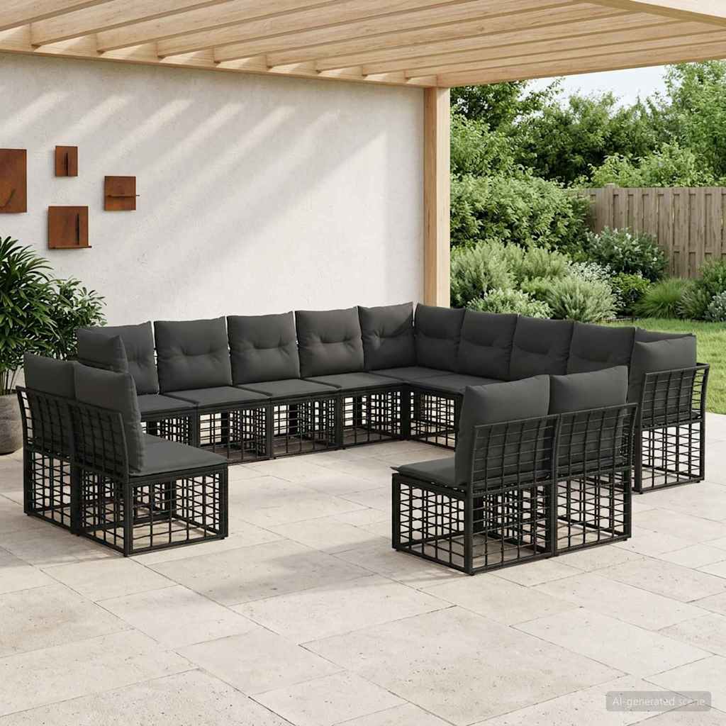 Buiten bankenset Zwart en Donkergrijs Polyester
