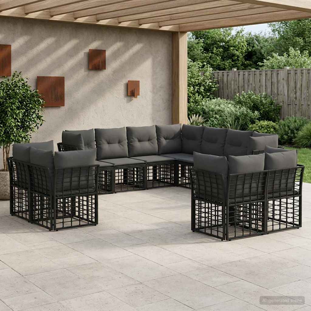 Buiten bankenset Zwart en Donkergrijs Polyester