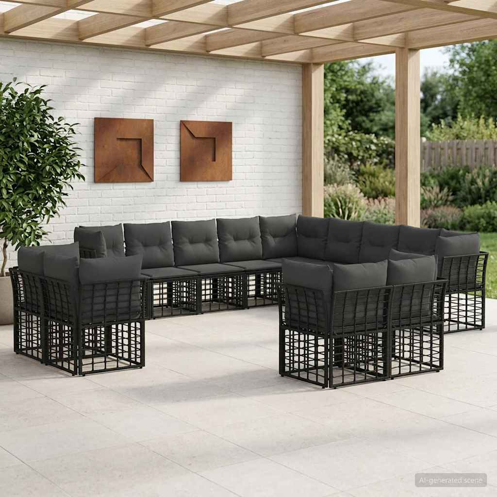 Buiten bankenset Zwart en Donkergrijs Polyester – afbeelding 1