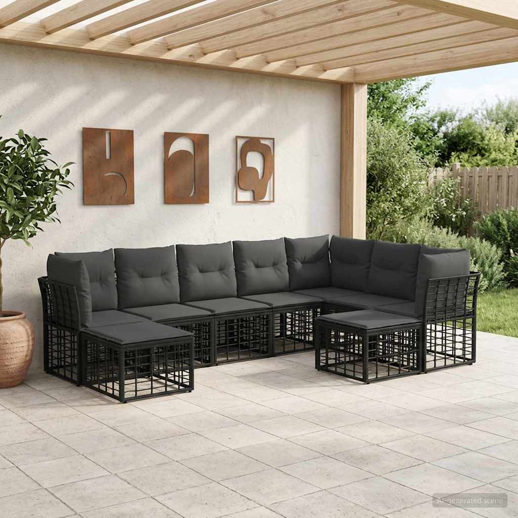 Buiten bankenset Zwart en Donkergrijs Polyester