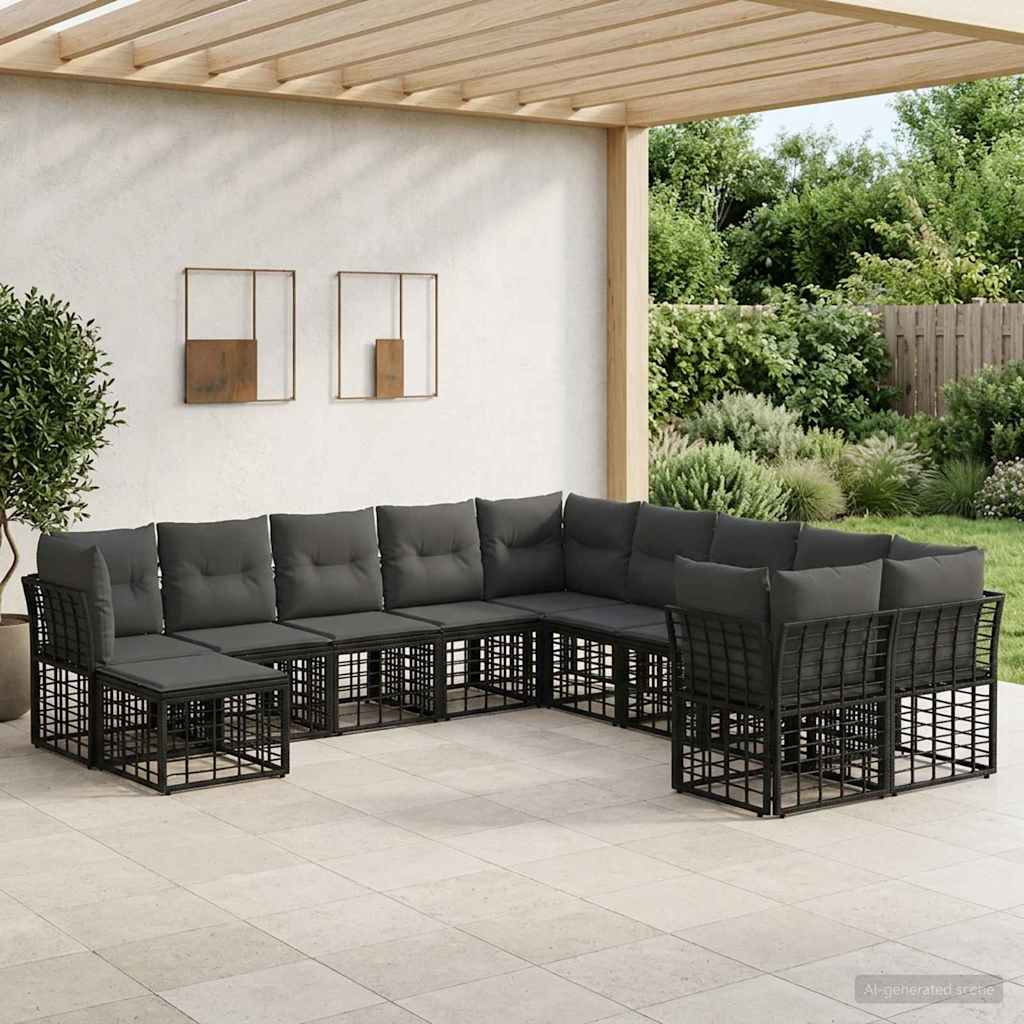 Buiten bankenset 11 pcs Zwart en Donkergrijs Polyester – afbeelding 1